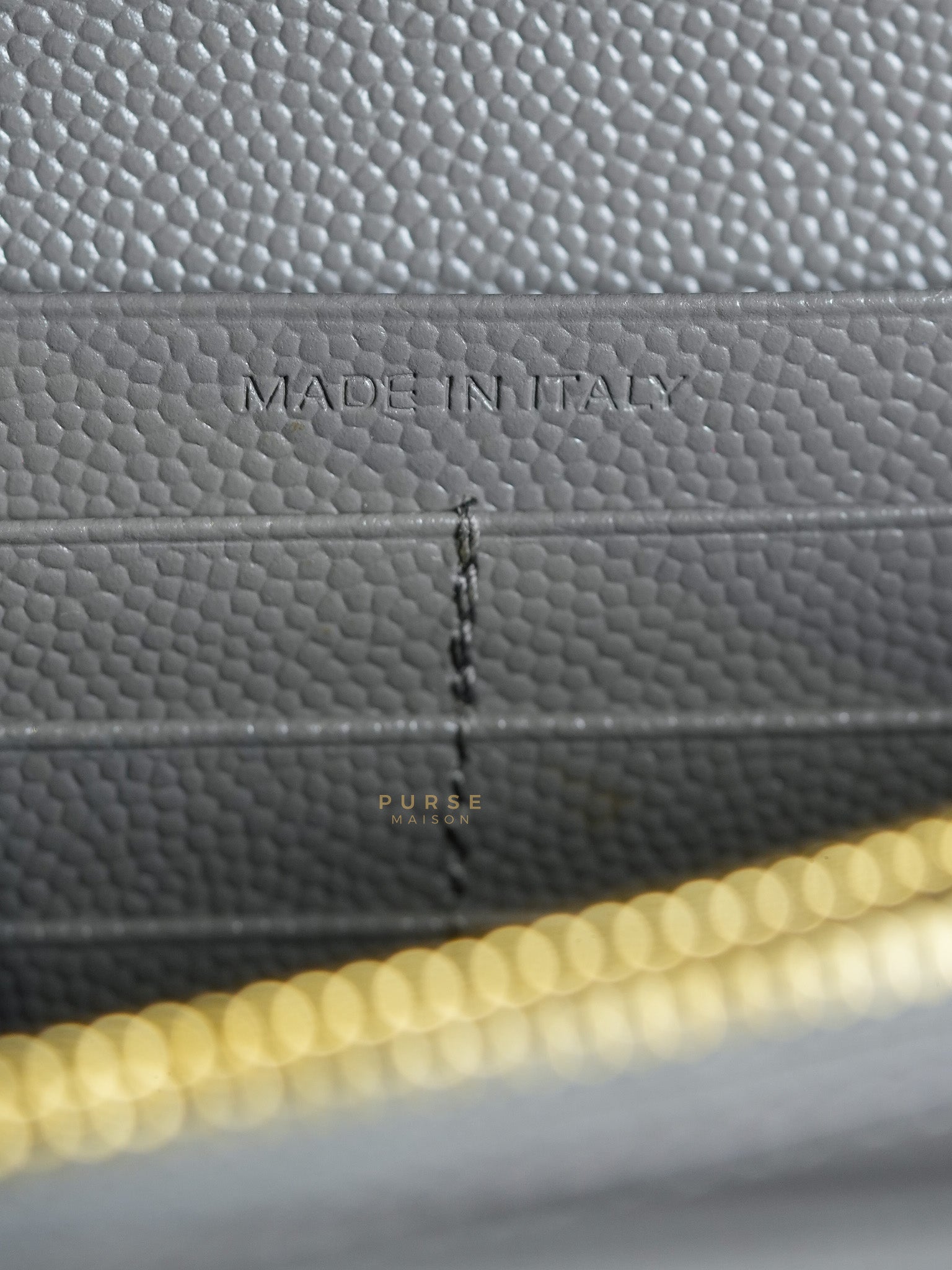 Matelasse Gray Medium Grained de Poudre Wallet on Chain | Purse Maison Luxury Bags Shop