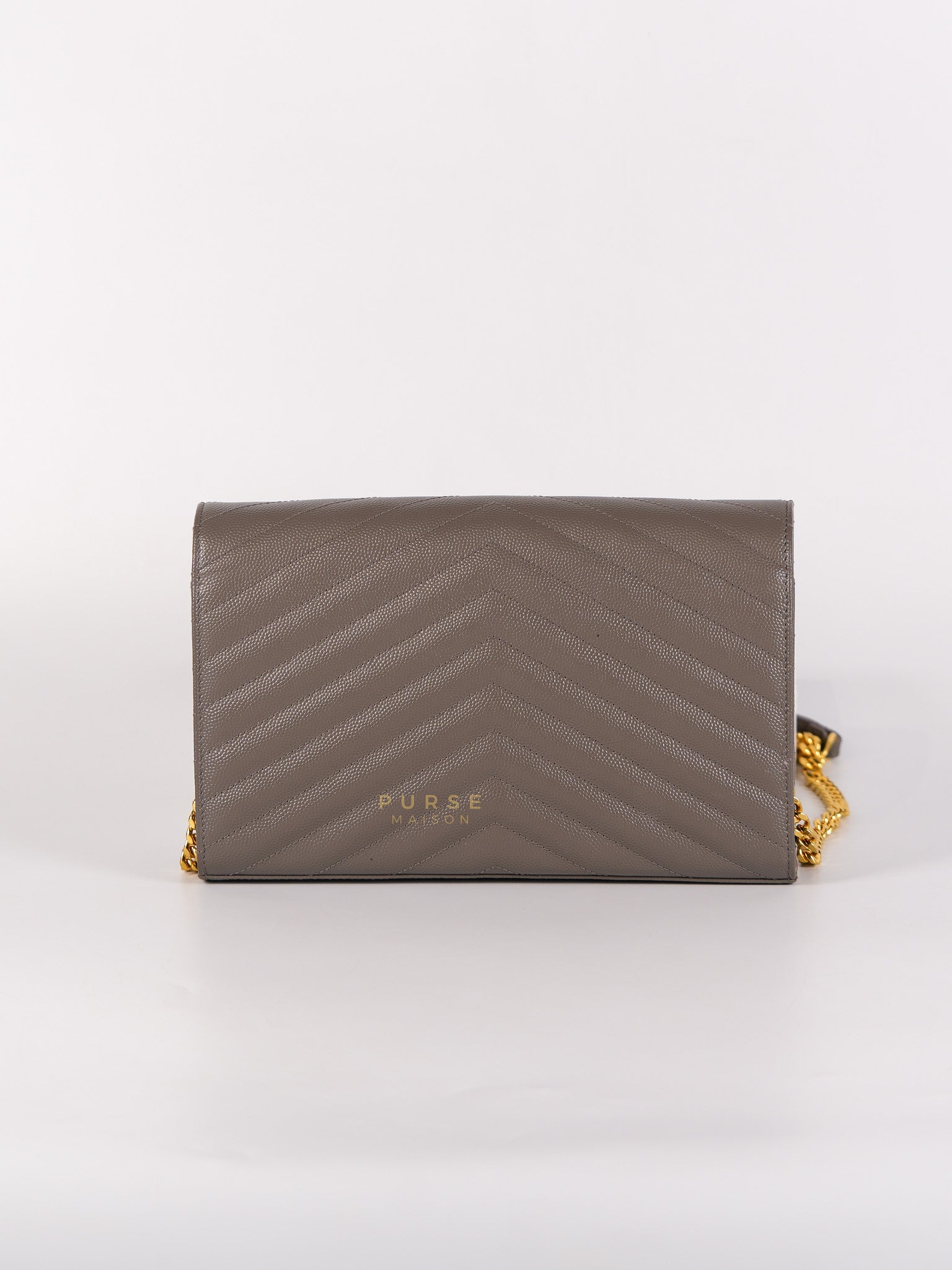 Matelasse Gray Medium Grained de Poudre Wallet on Chain | Purse Maison Luxury Bags Shop