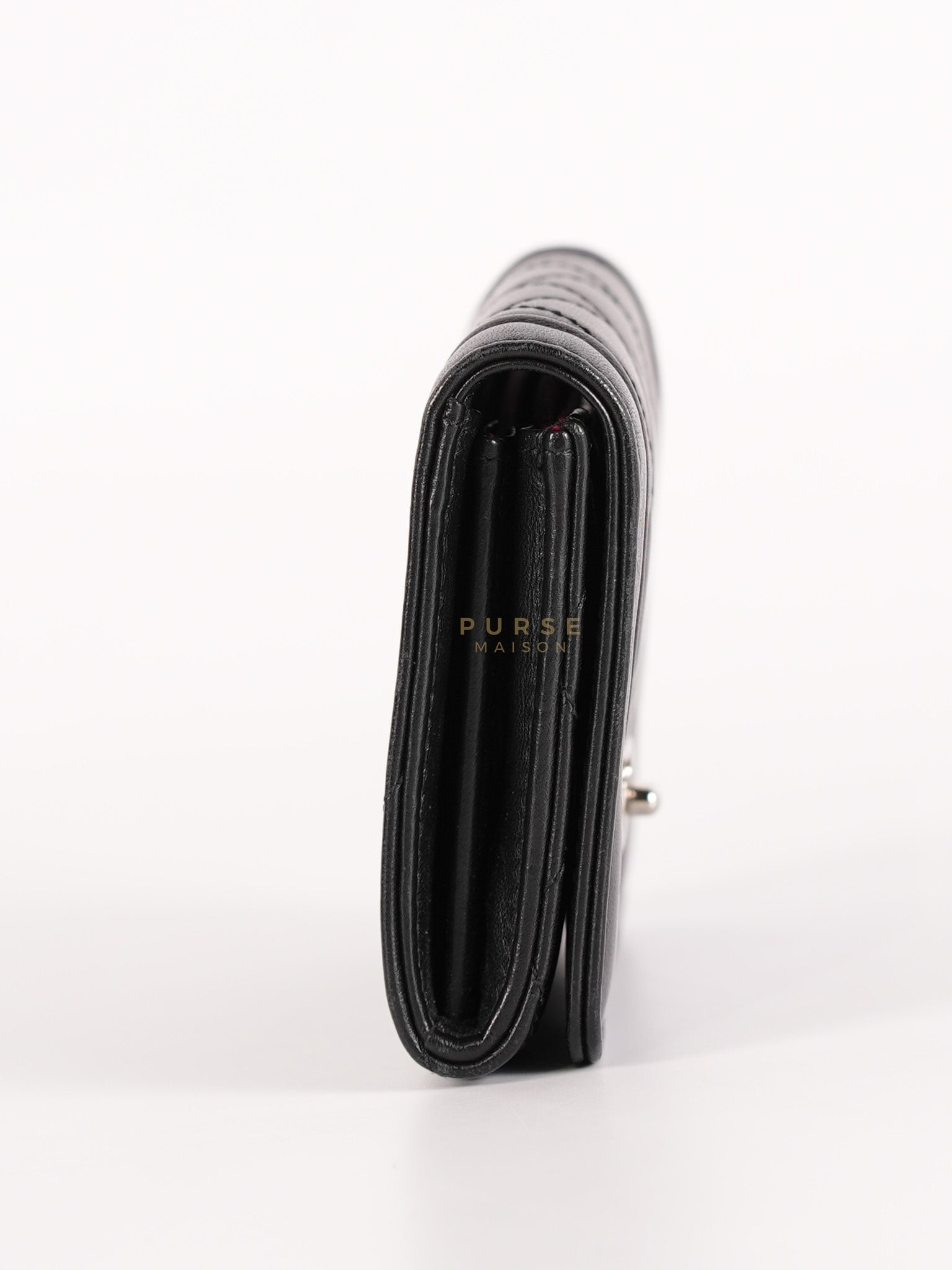 Matelasse Lambskin Leather Flap Cardholder Silver Hardware Series 24 | Purse Maison Luxury Bags Shop