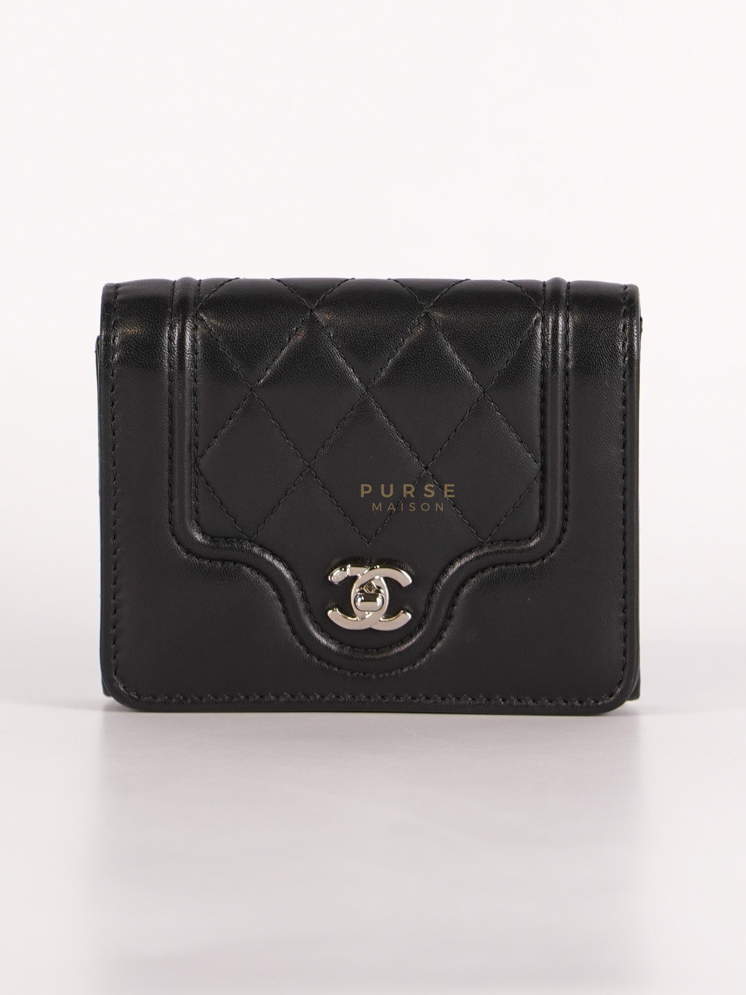 Matelasse Lambskin Leather Flap Cardholder Silver Hardware Series 24 | Purse Maison Luxury Bags Shop