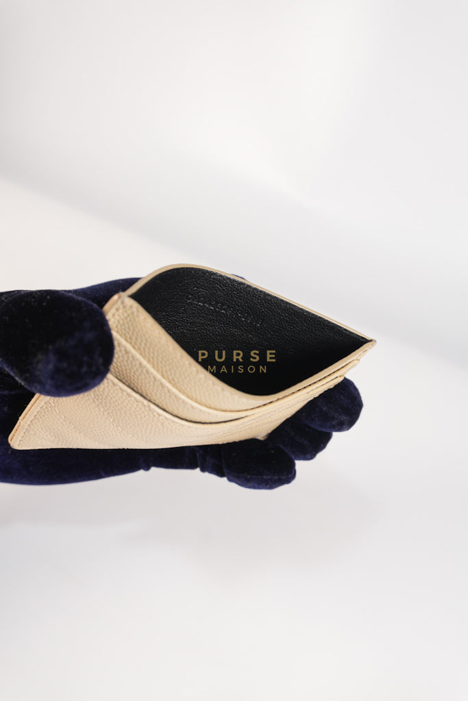 Matelasse Leather in Beige Monogram Card Holder | Purse Maison Luxury Bags Shop