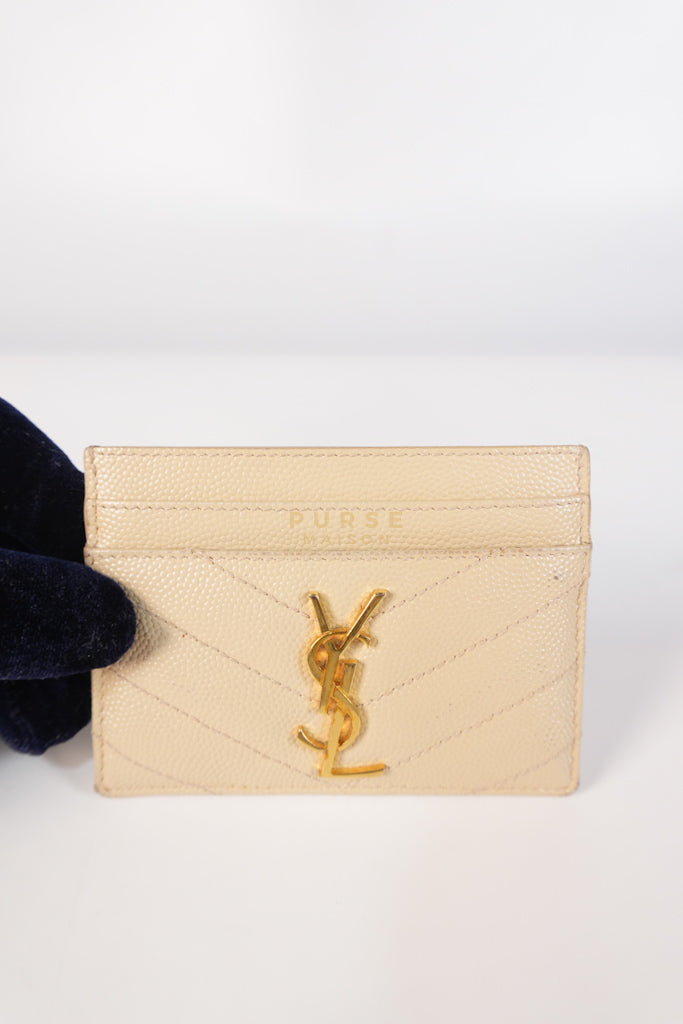 Matelasse Leather in Beige Monogram Card Holder | Purse Maison Luxury Bags Shop