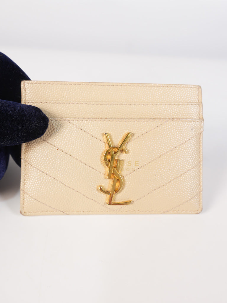 Matelasse Leather in Beige Monogram Card Holder | Purse Maison Luxury Bags Shop