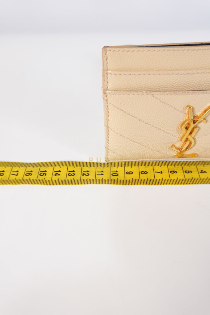 Matelasse Leather in Beige Monogram Card Holder | Purse Maison Luxury Bags Shop