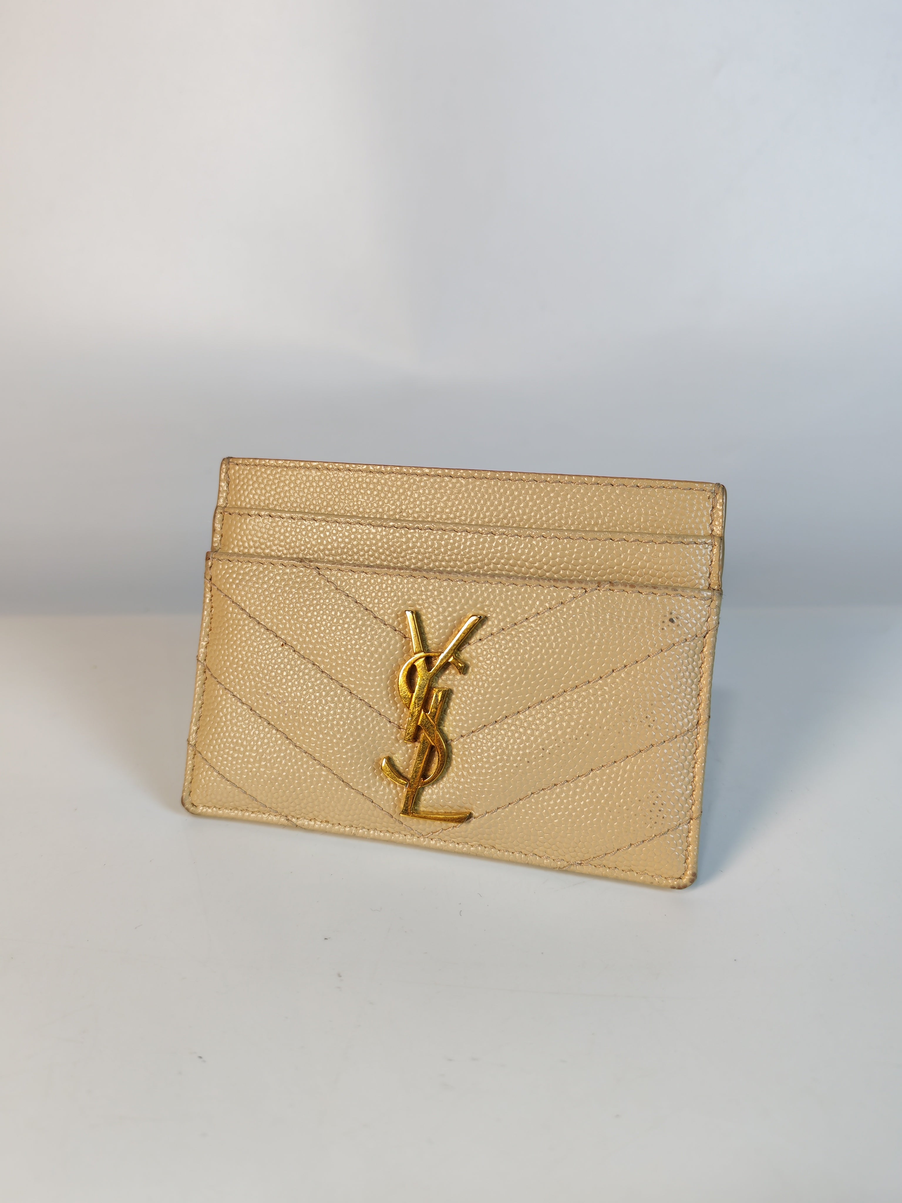 Matelasse Leather in Beige Monogram Card Holder | Purse Maison Luxury Bags Shop