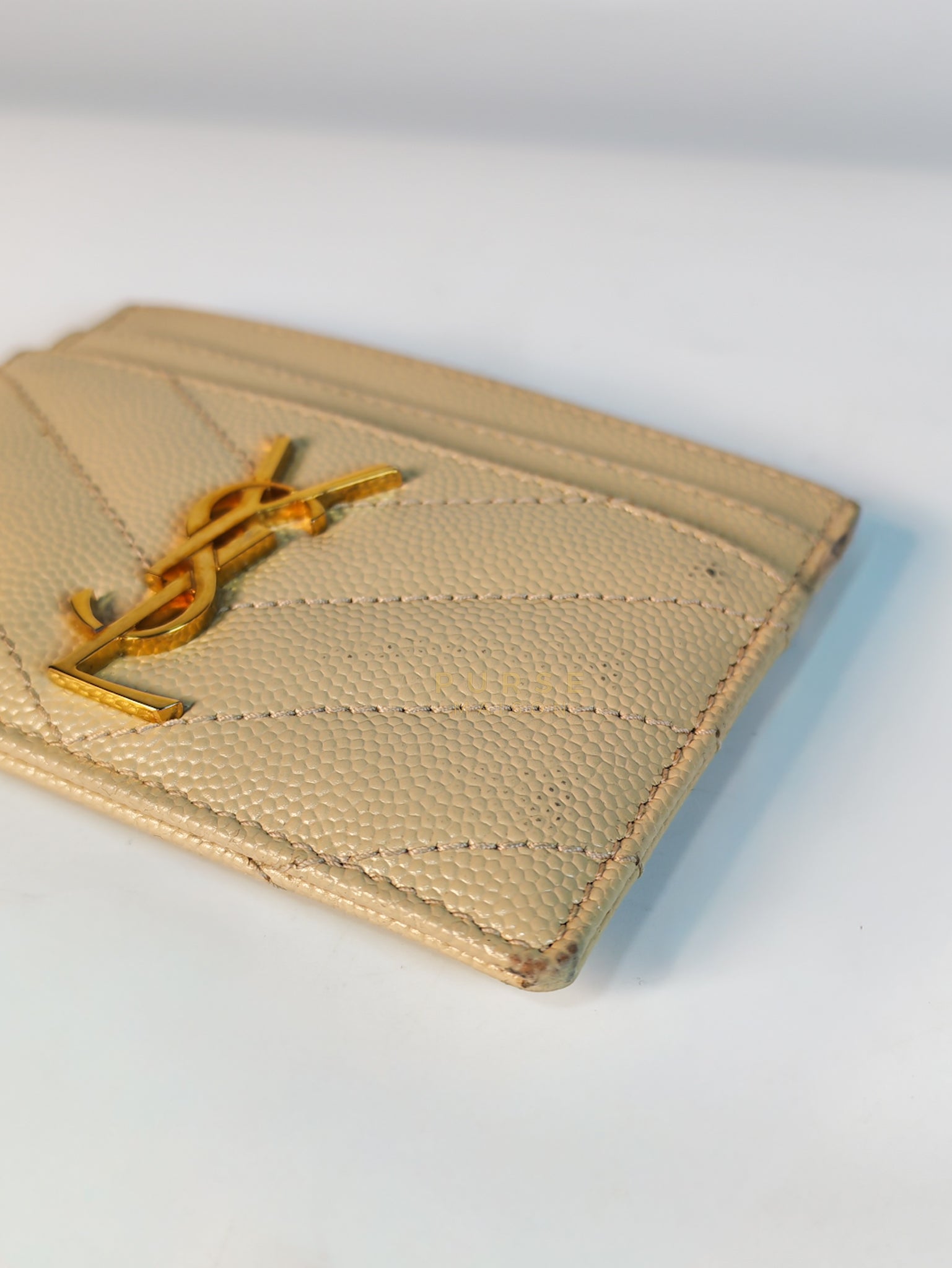 Matelasse Leather in Beige Monogram Card Holder | Purse Maison Luxury Bags Shop