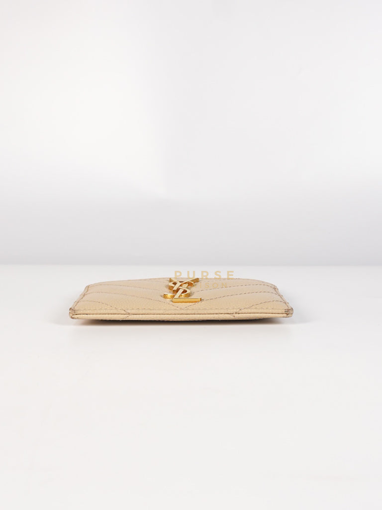 Matelasse Leather in Beige Monogram Card Holder | Purse Maison Luxury Bags Shop