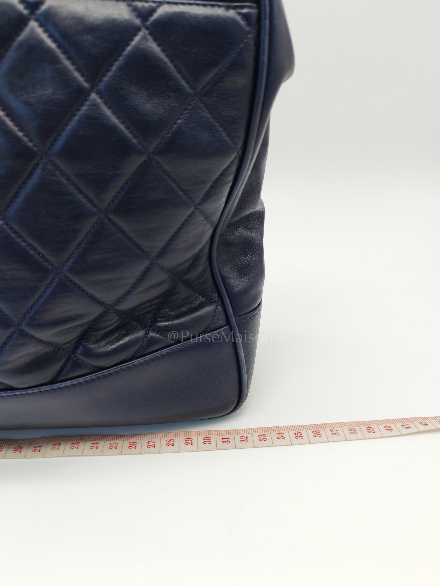 Matelasse Vintage Navy Blue Lambskin Leather Gold Hardware Shoulder Bag Series 2 | Purse Maison Luxury Bags Shop