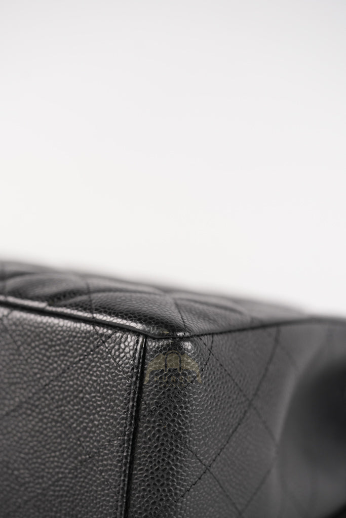 Maxi Single Flap in Black Quilted Caviar Leather and Silver Hardware Series 13 | Purse Maison Luxury Bags Shop