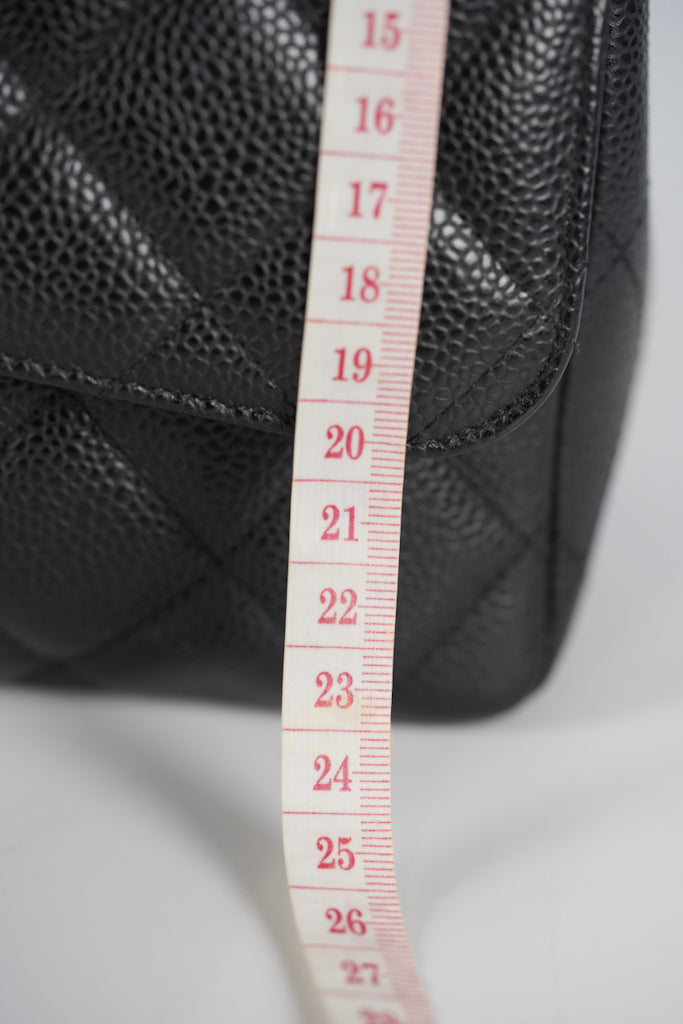 Maxi Single Flap in Black Quilted Caviar Leather and Silver Hardware Series 13 | Purse Maison Luxury Bags Shop