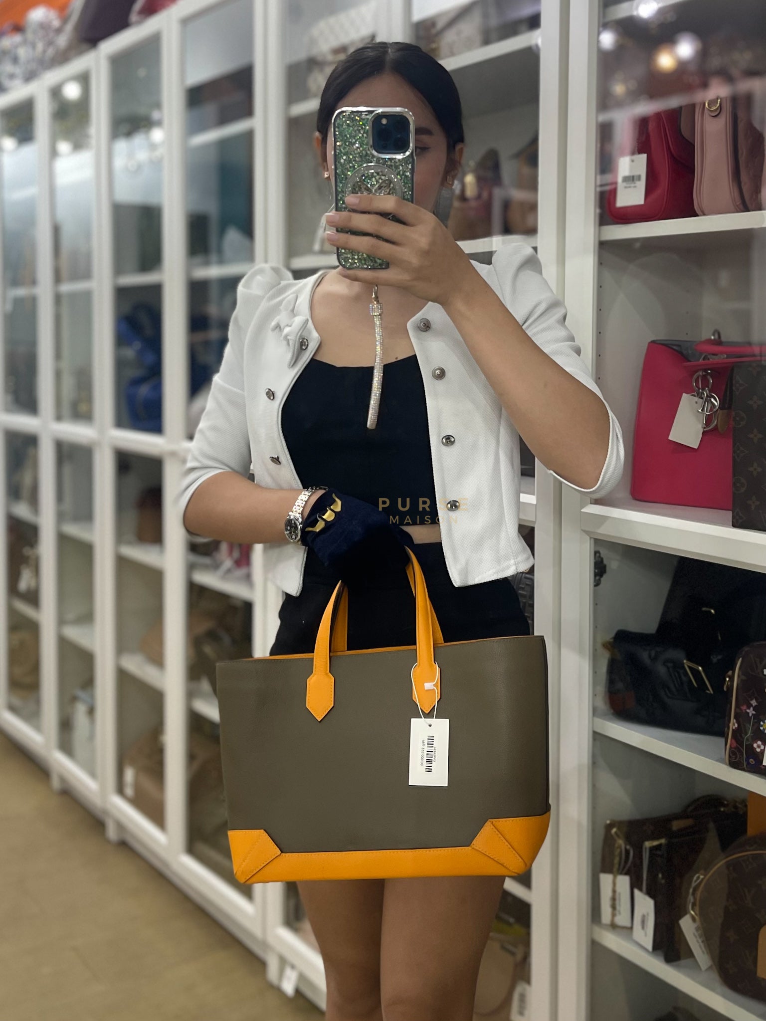 Maxibox Cabas 30 Origan Evercolor and Moutarde Epsom Dual Color Palladium Hardware Handbag Stamp X (2016) | Purse Maison Luxury Bags Shop