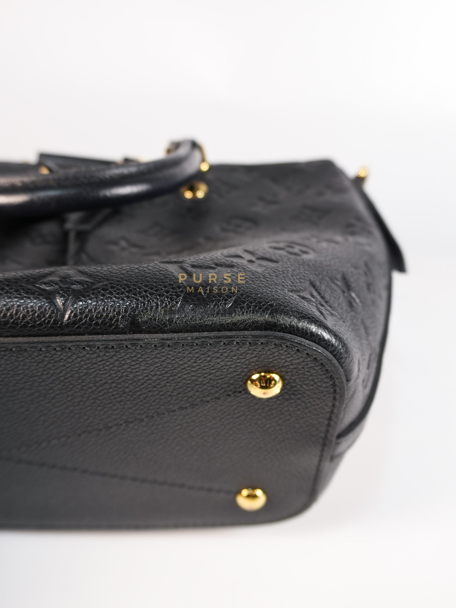 Mazarine PM Bag in Black Monogram Empreinte Leather & Gold Hardware (Date Code: DU2166) | Purse Maison Luxury Bags Shop