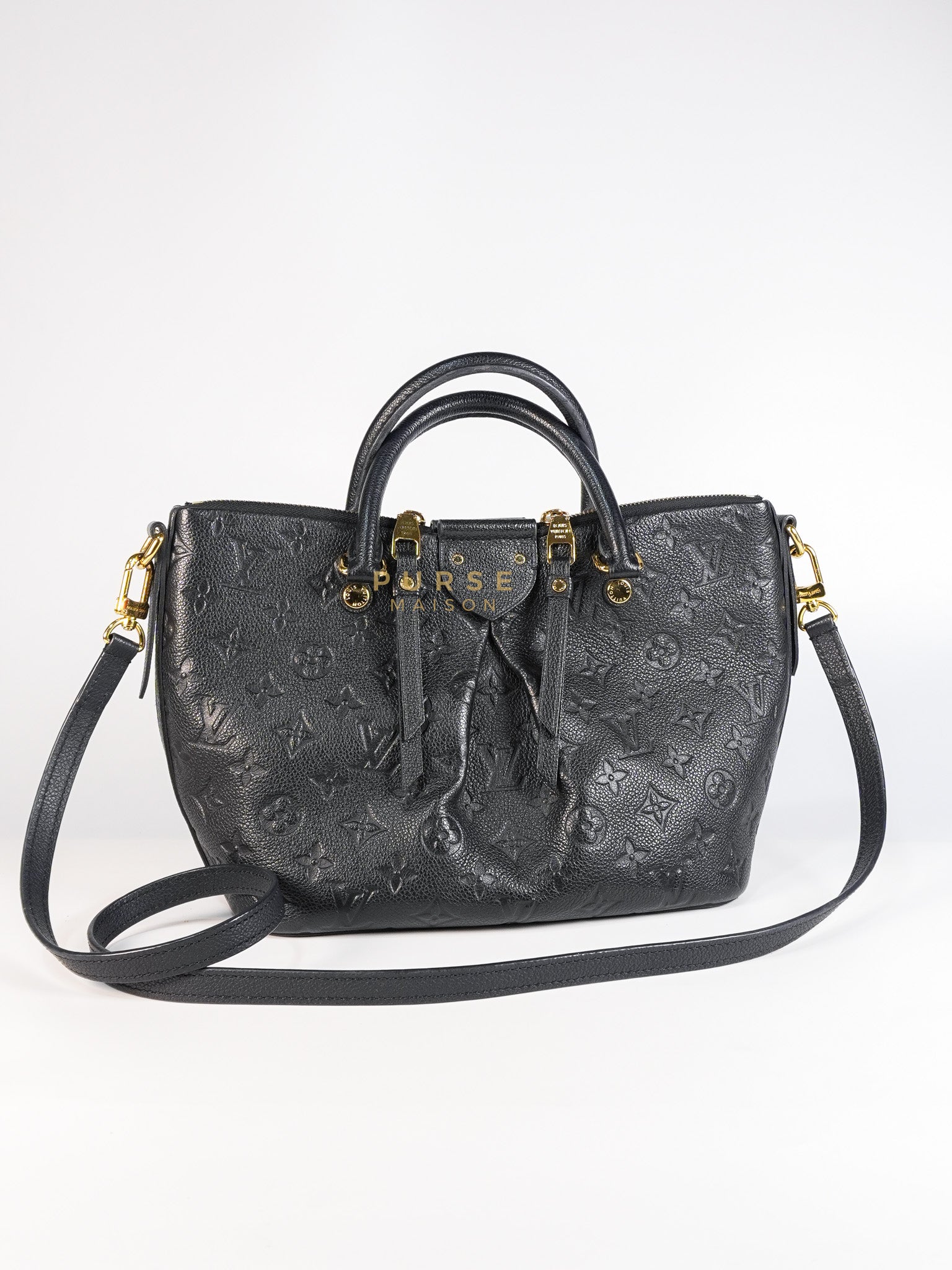 Mazarine PM Bag in Black Monogram Empreinte Leather & Gold Hardware (Date Code: DU2166) | Purse Maison Luxury Bags Shop