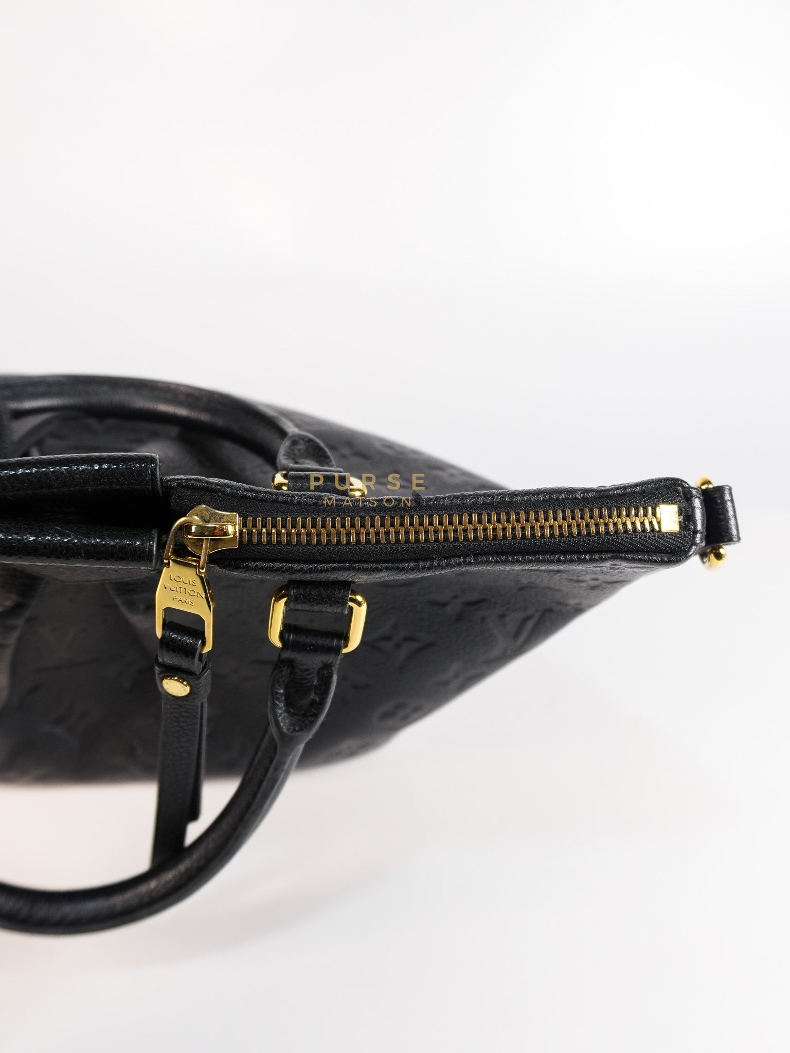 Mazarine PM Bag in Black Monogram Empreinte Leather & Gold Hardware (Date Code: DU2166) | Purse Maison Luxury Bags Shop