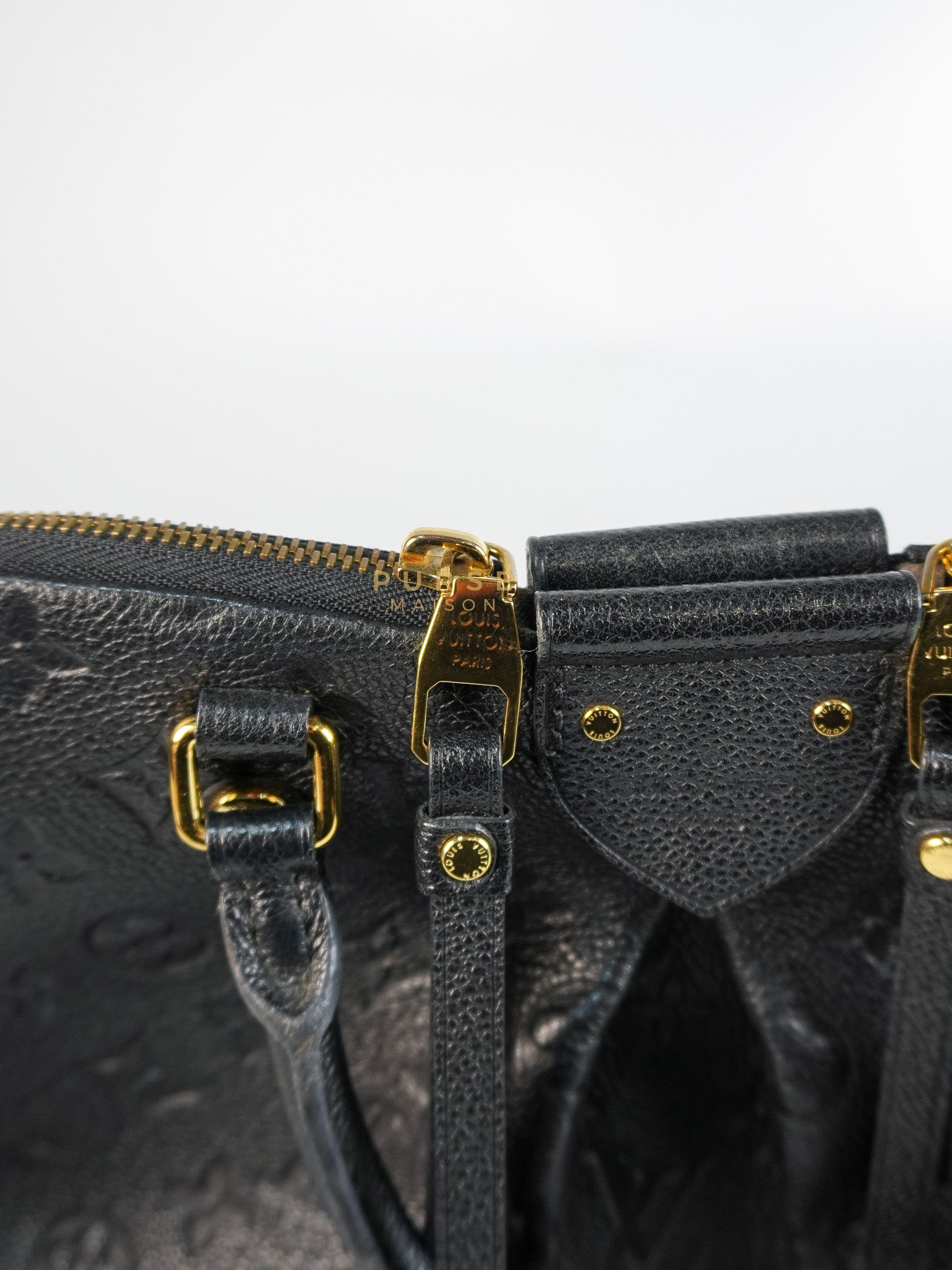 Mazarine PM Bag in Black Monogram Empreinte Leather & Gold Hardware (Date Code: DU2166) | Purse Maison Luxury Bags Shop