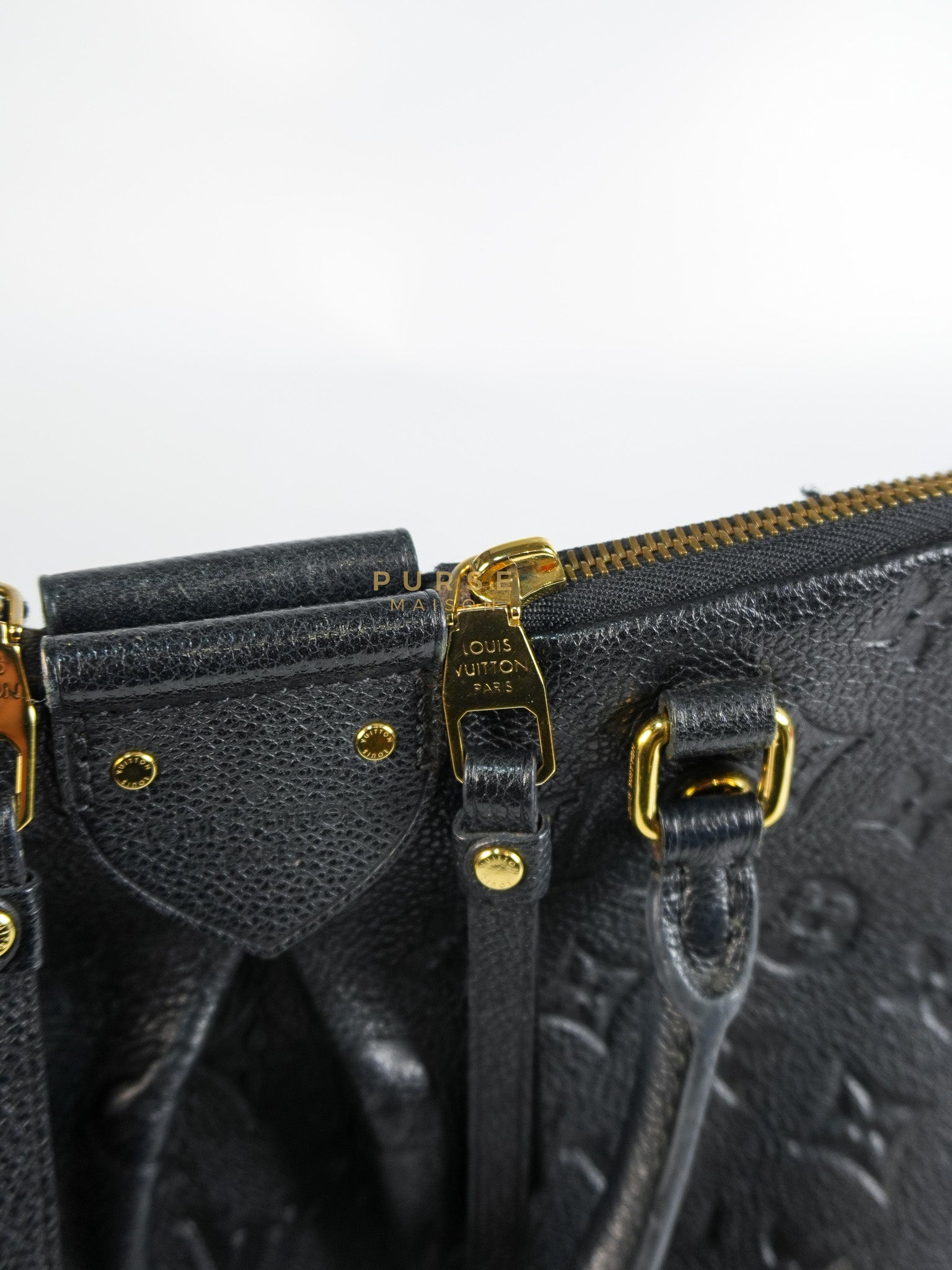 Mazarine PM Bag in Black Monogram Empreinte Leather & Gold Hardware (Date Code: DU2166) | Purse Maison Luxury Bags Shop