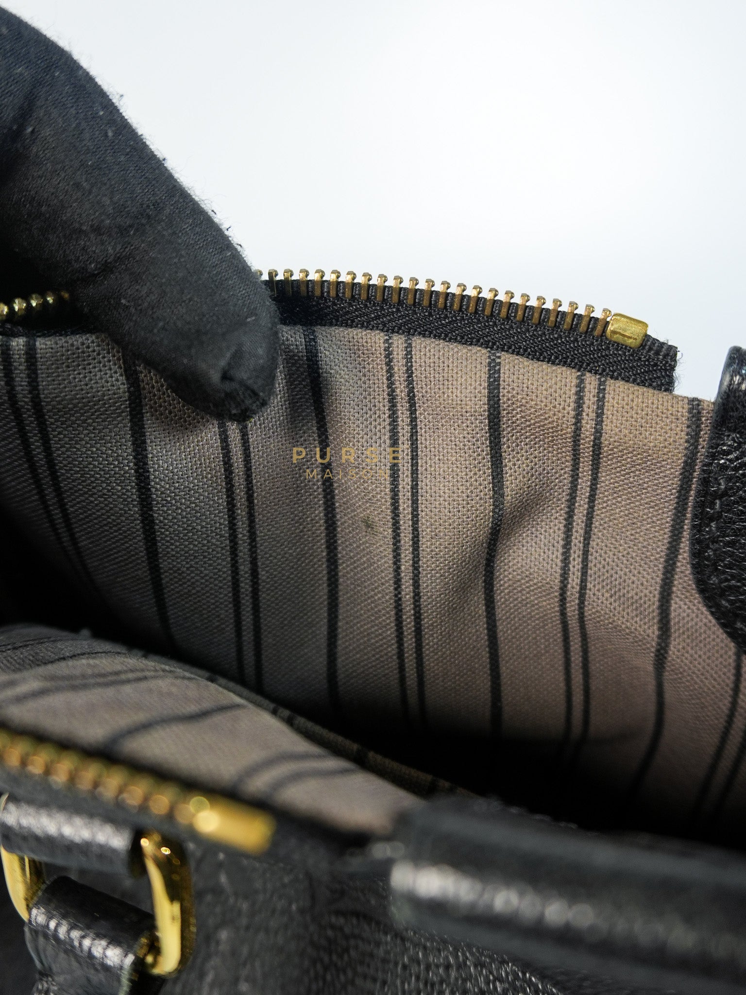 Mazarine PM Bag in Black Monogram Empreinte Leather & Gold Hardware (Date Code: DU2166) | Purse Maison Luxury Bags Shop