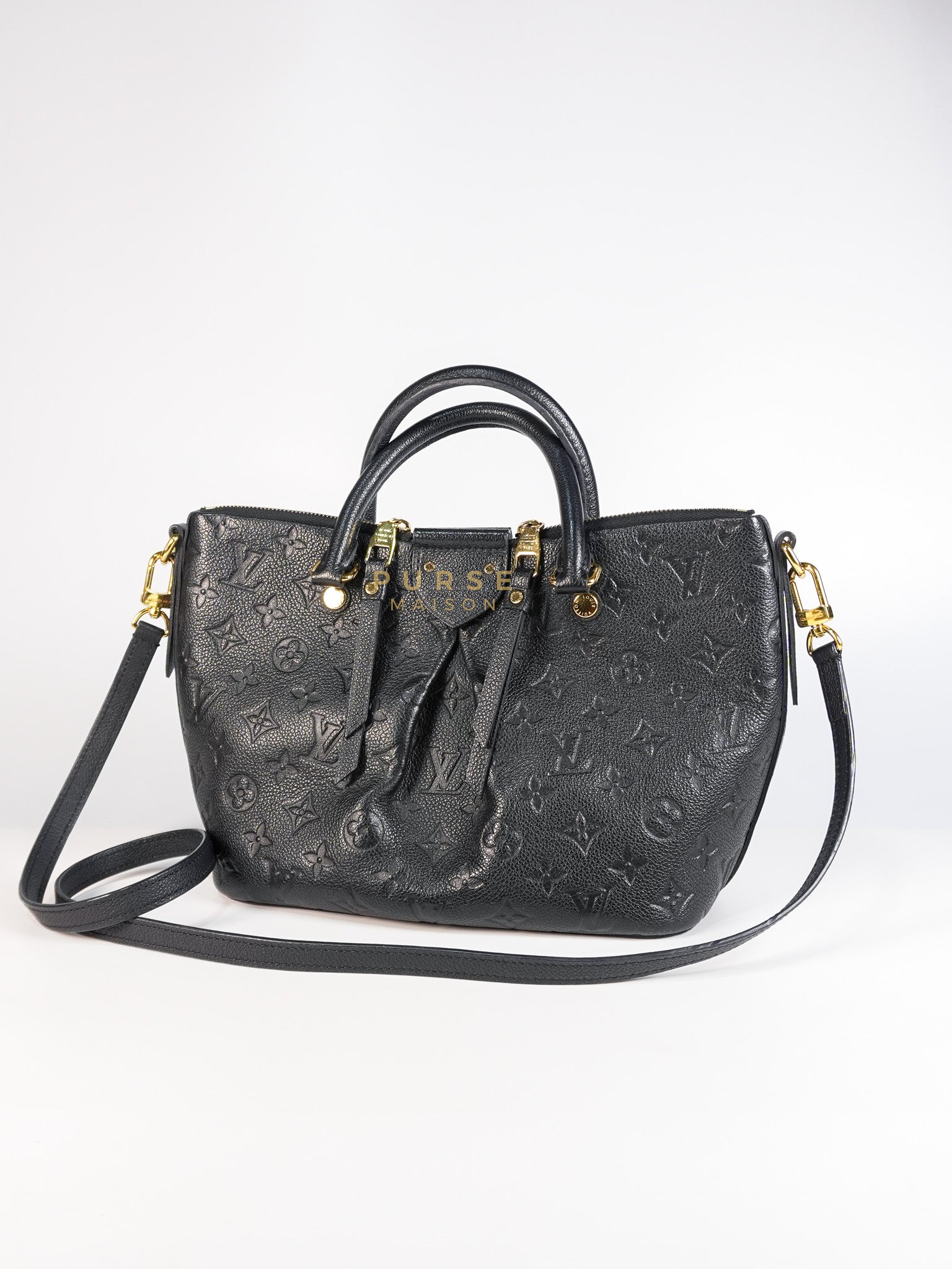 Mazarine PM Bag in Black Monogram Empreinte Leather & Gold Hardware (Date Code: DU2166) | Purse Maison Luxury Bags Shop