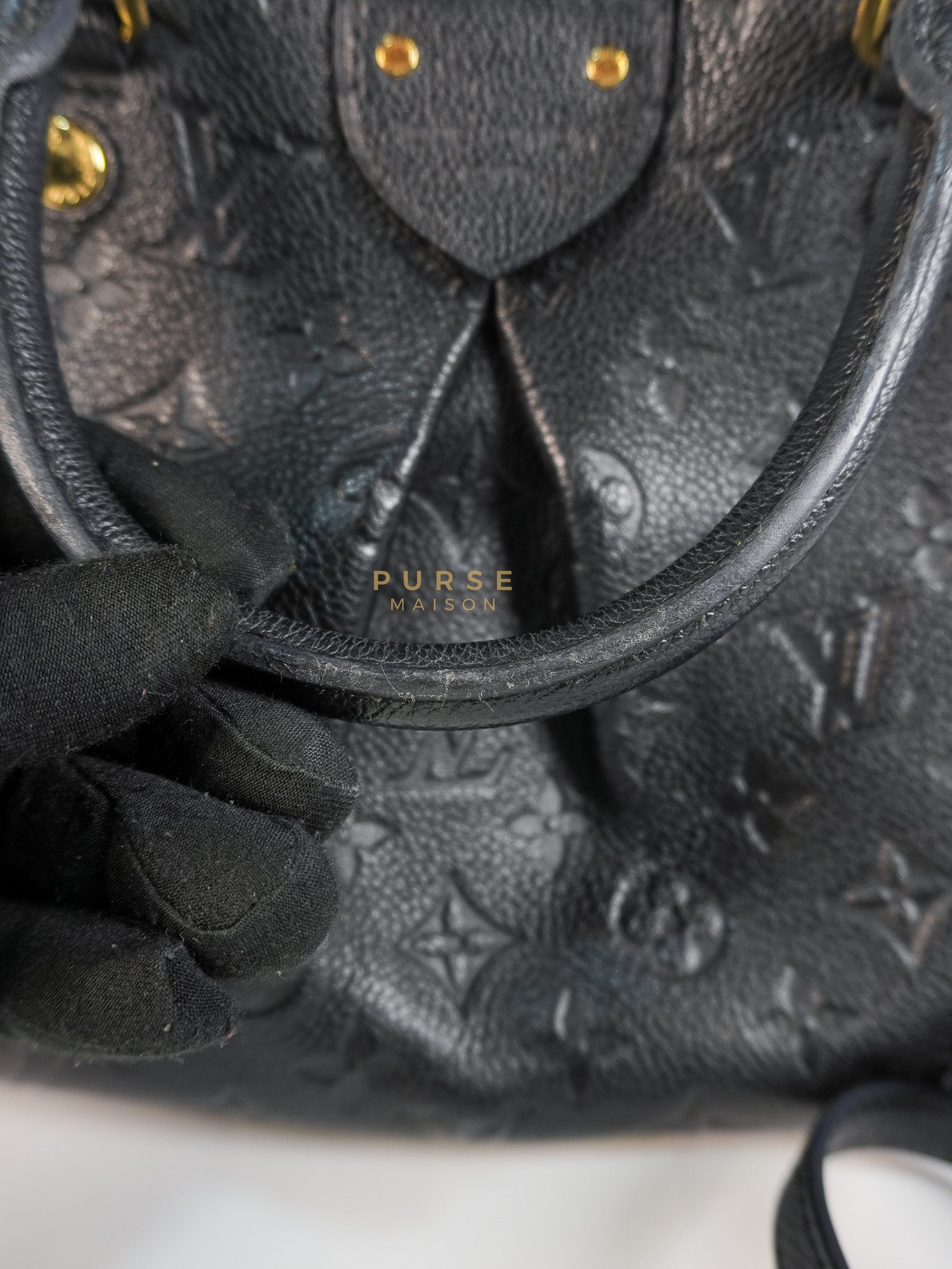 Mazarine PM Bag in Black Monogram Empreinte Leather & Gold Hardware (Date Code: DU2166) | Purse Maison Luxury Bags Shop