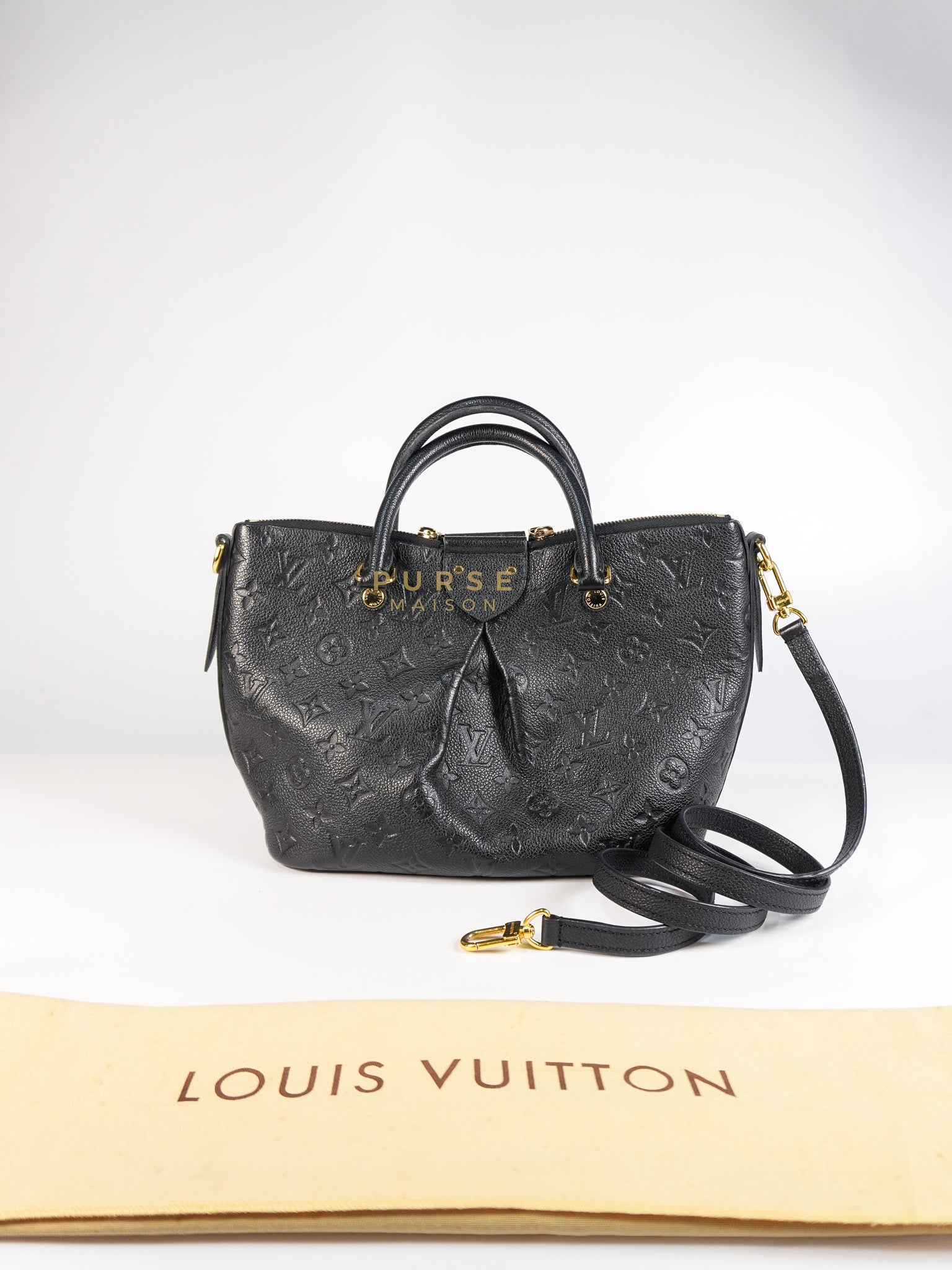Mazarine PM Bag in Black Monogram Empreinte Leather & Gold Hardware (Date Code: DU2166) | Purse Maison Luxury Bags Shop