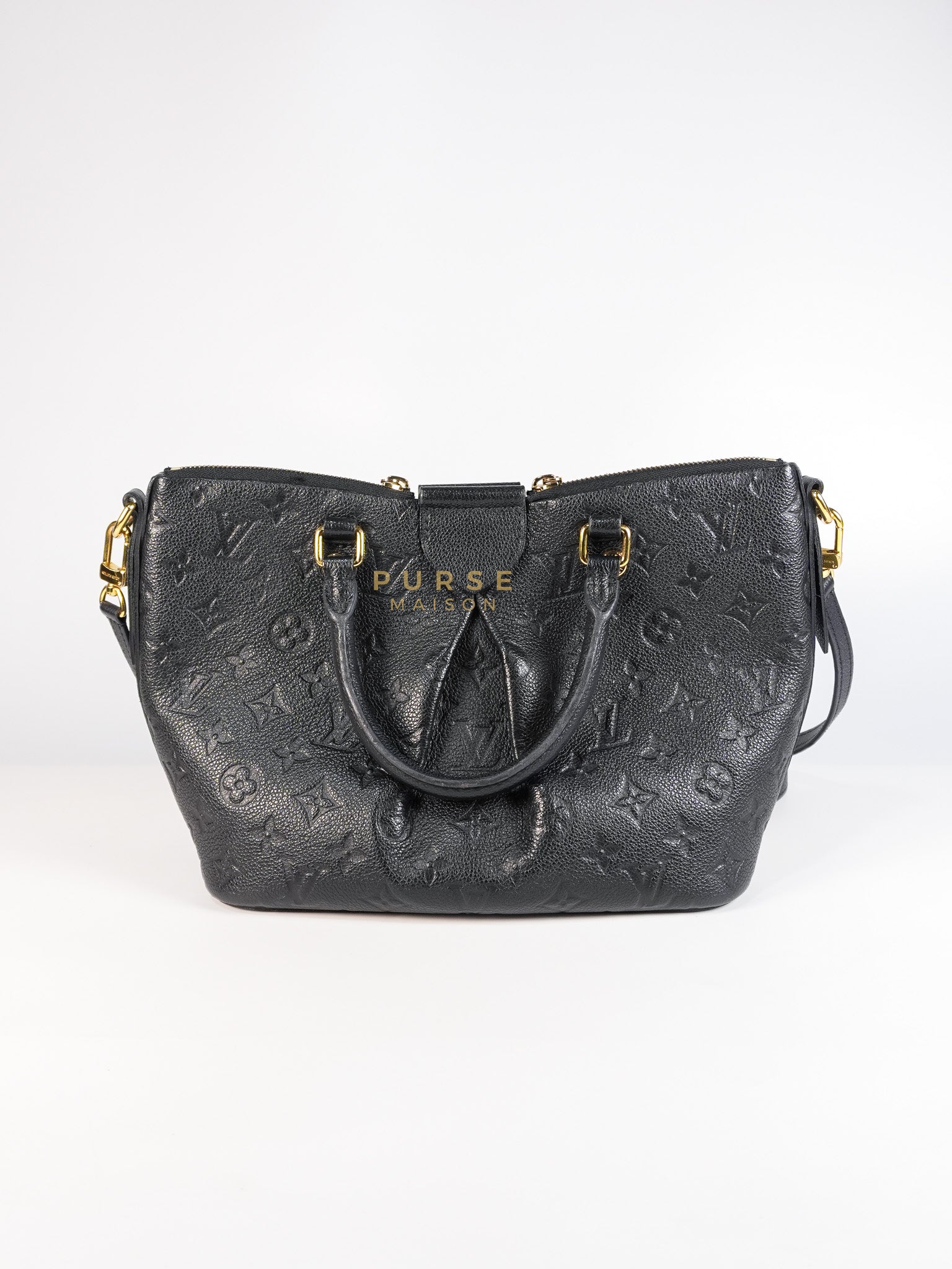 Mazarine PM Bag in Black Monogram Empreinte Leather & Gold Hardware (Date Code: DU2166) | Purse Maison Luxury Bags Shop