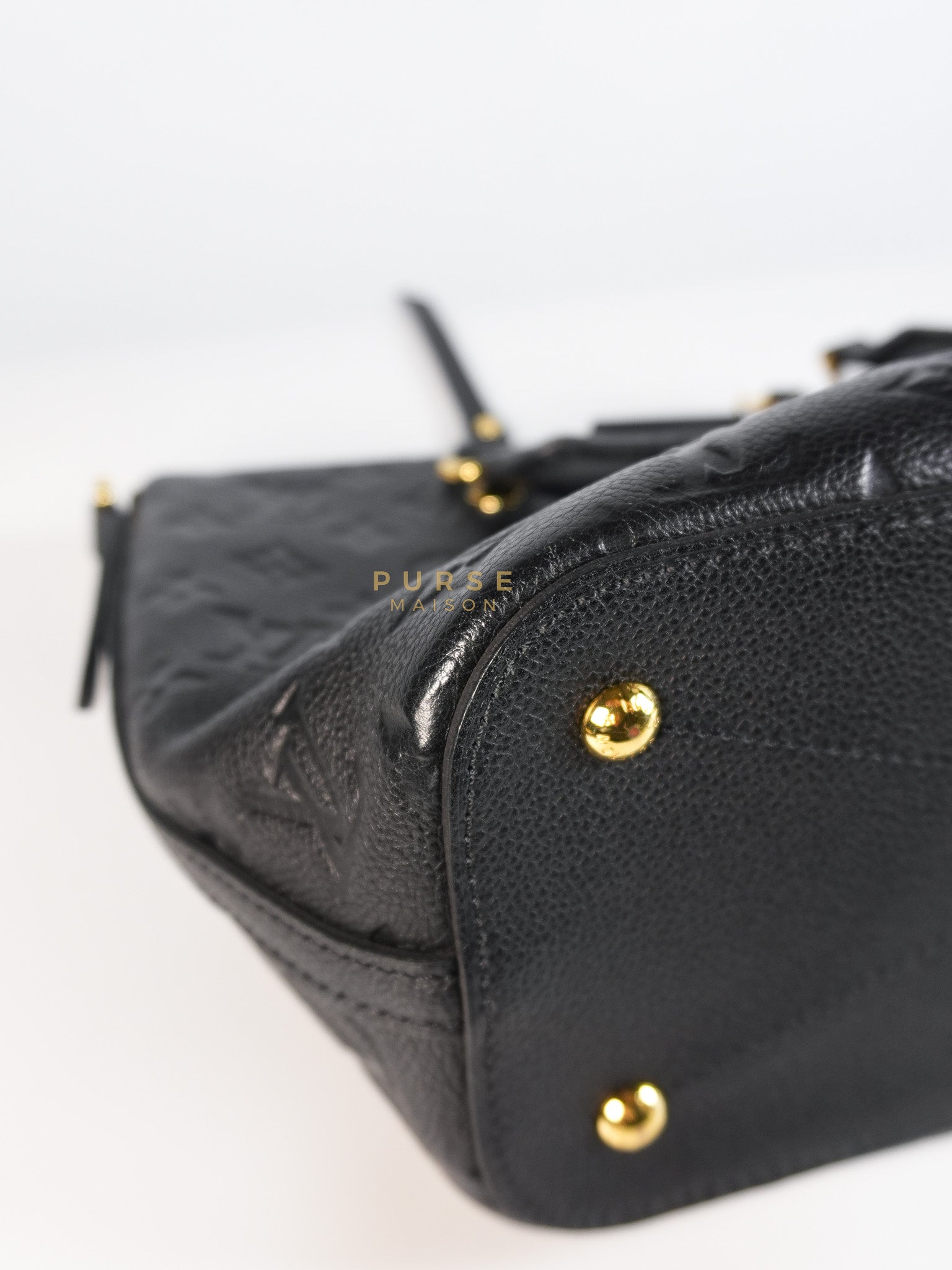 Mazarine PM Bag in Black Monogram Empreinte Leather & Gold Hardware (Date Code: DU2166) | Purse Maison Luxury Bags Shop