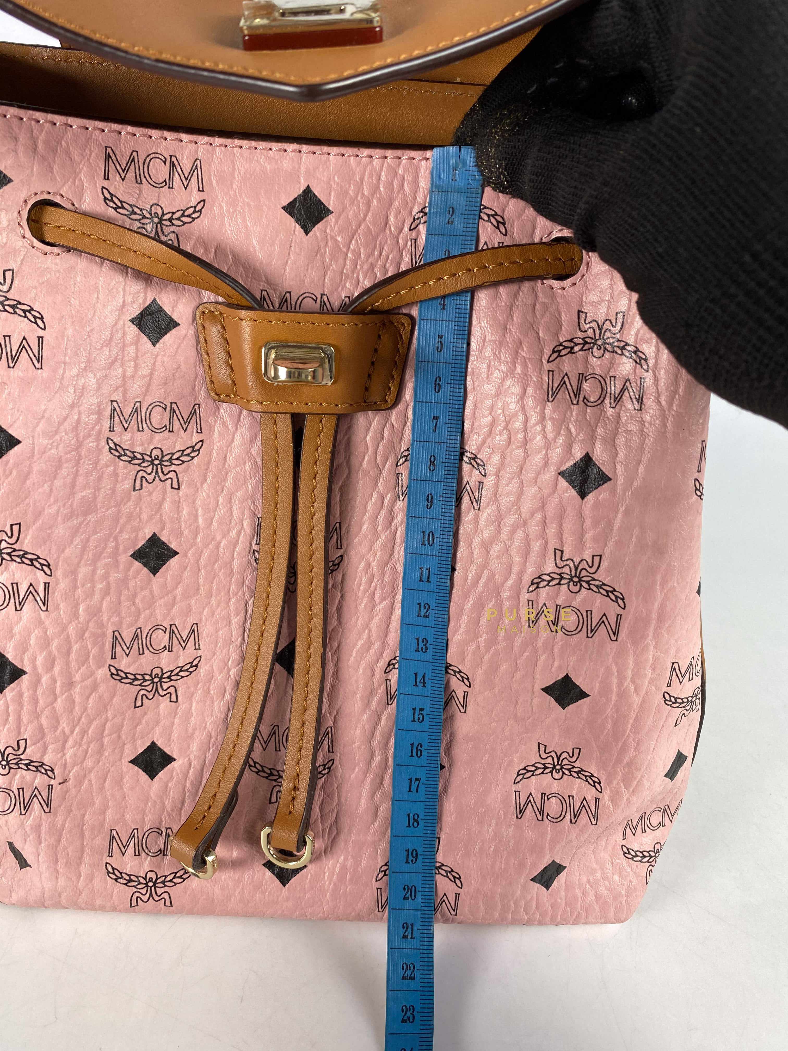 MCM Visetos Essential Small Backpack Soft Pink | Purse Maison Luxury Bags Shop