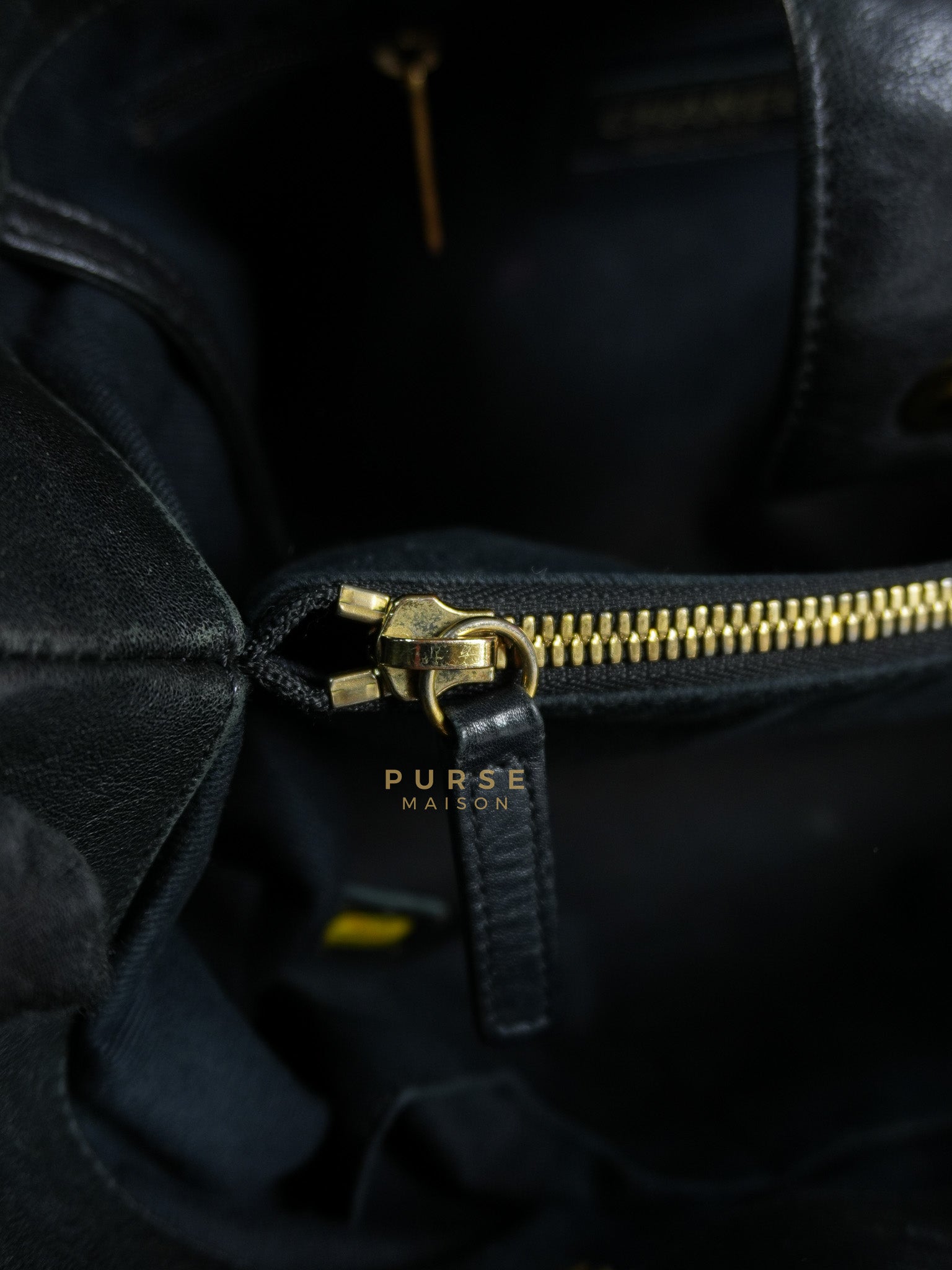 Medallion Charm in Black Chevron Calfskin Leather Tote Bag Series 18 | Purse Maison Luxury Bags Shop