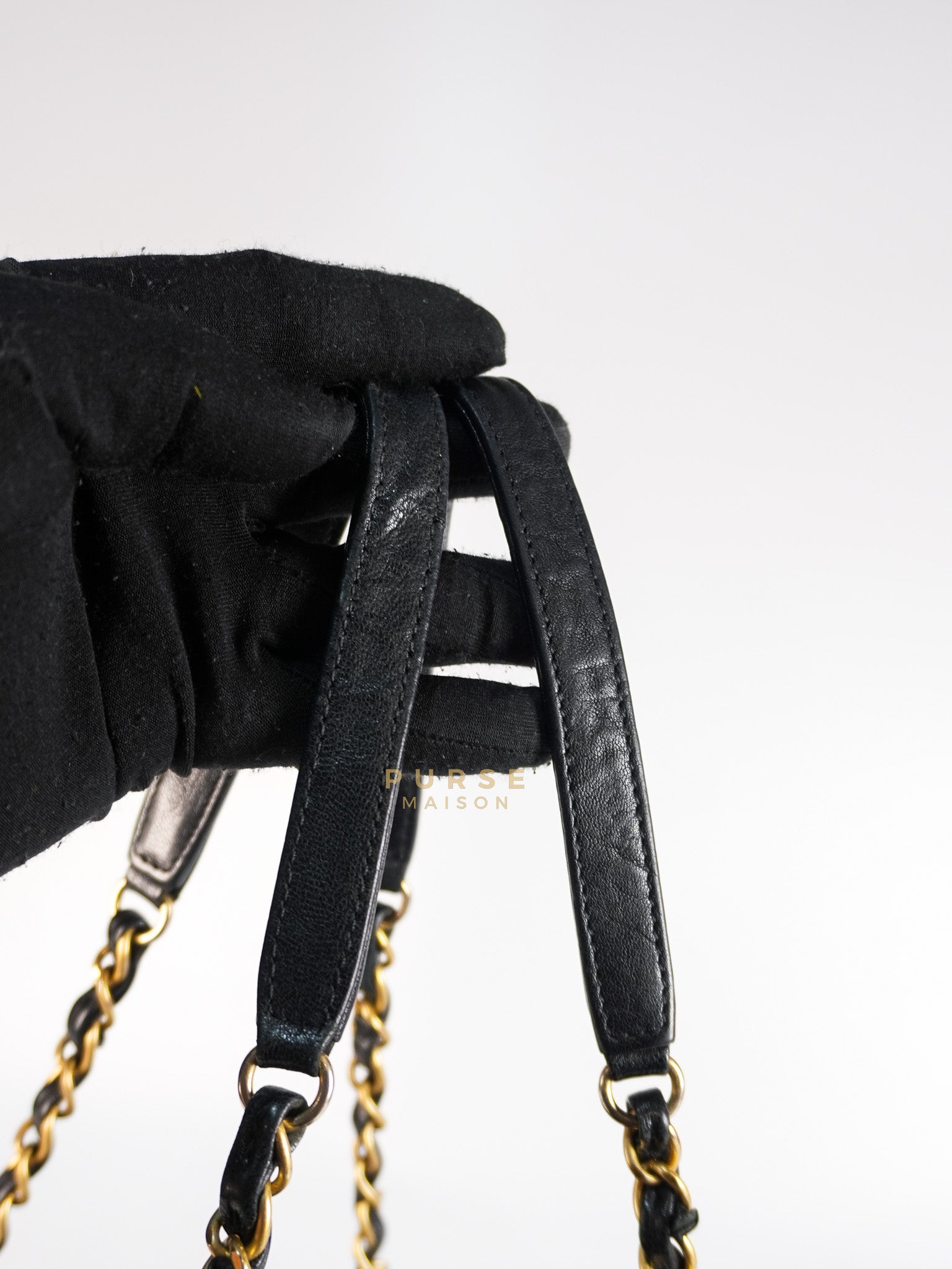 Medallion Charm in Black Chevron Calfskin Leather Tote Bag Series 18 | Purse Maison Luxury Bags Shop