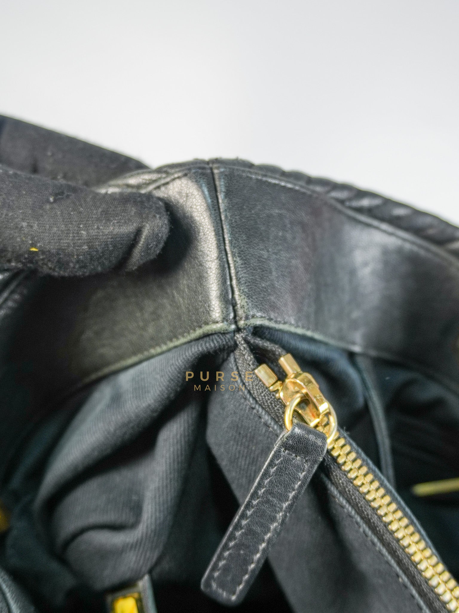 Medallion Charm in Black Chevron Calfskin Leather Tote Bag Series 18 | Purse Maison Luxury Bags Shop