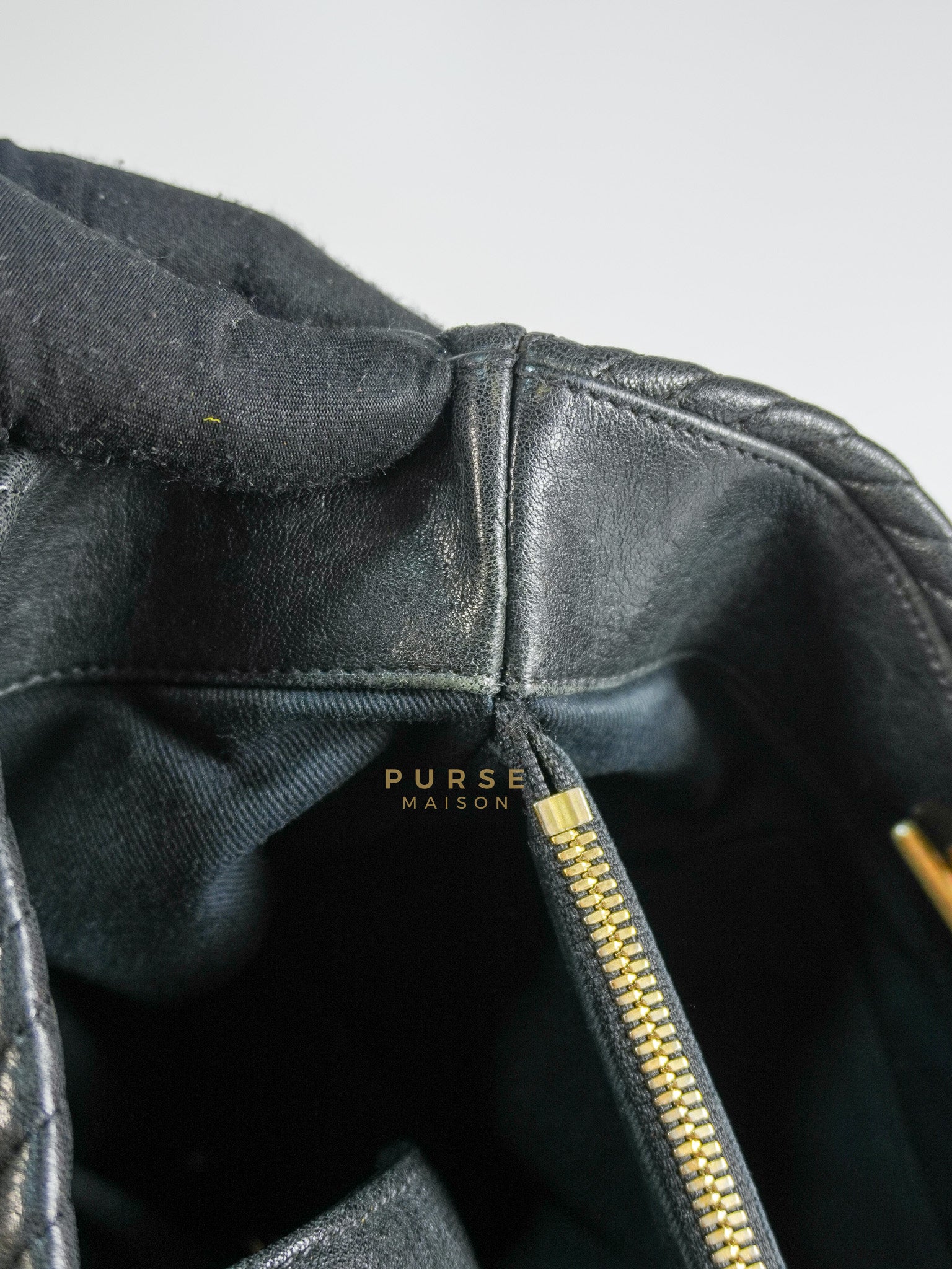 Medallion Charm in Black Chevron Calfskin Leather Tote Bag Series 18 | Purse Maison Luxury Bags Shop