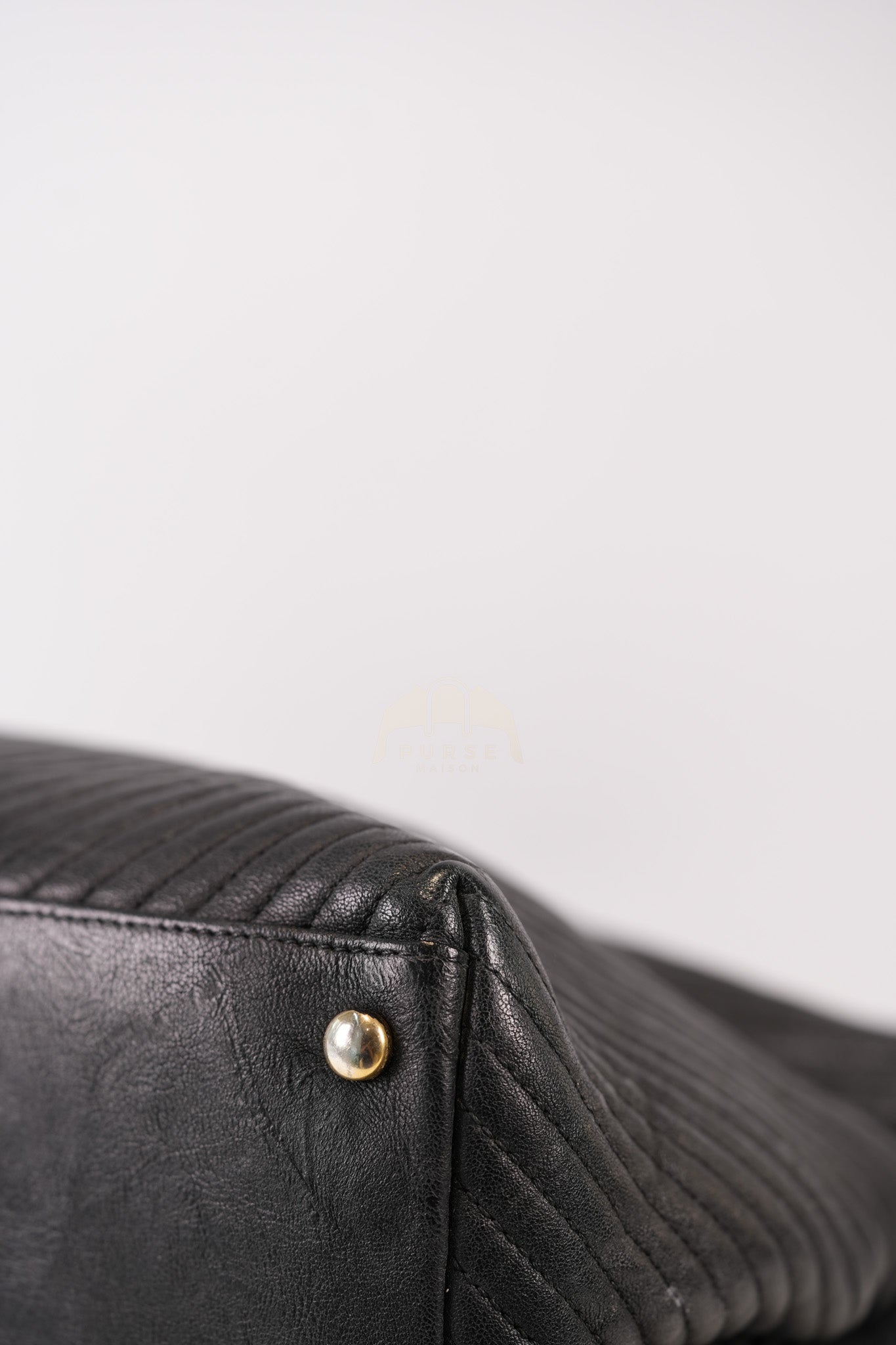 Medallion Charm Tote Bag in Black Chevron Lambskin Leather & Gold Hardware Series 21 | Purse Maison Luxury Bags Shop