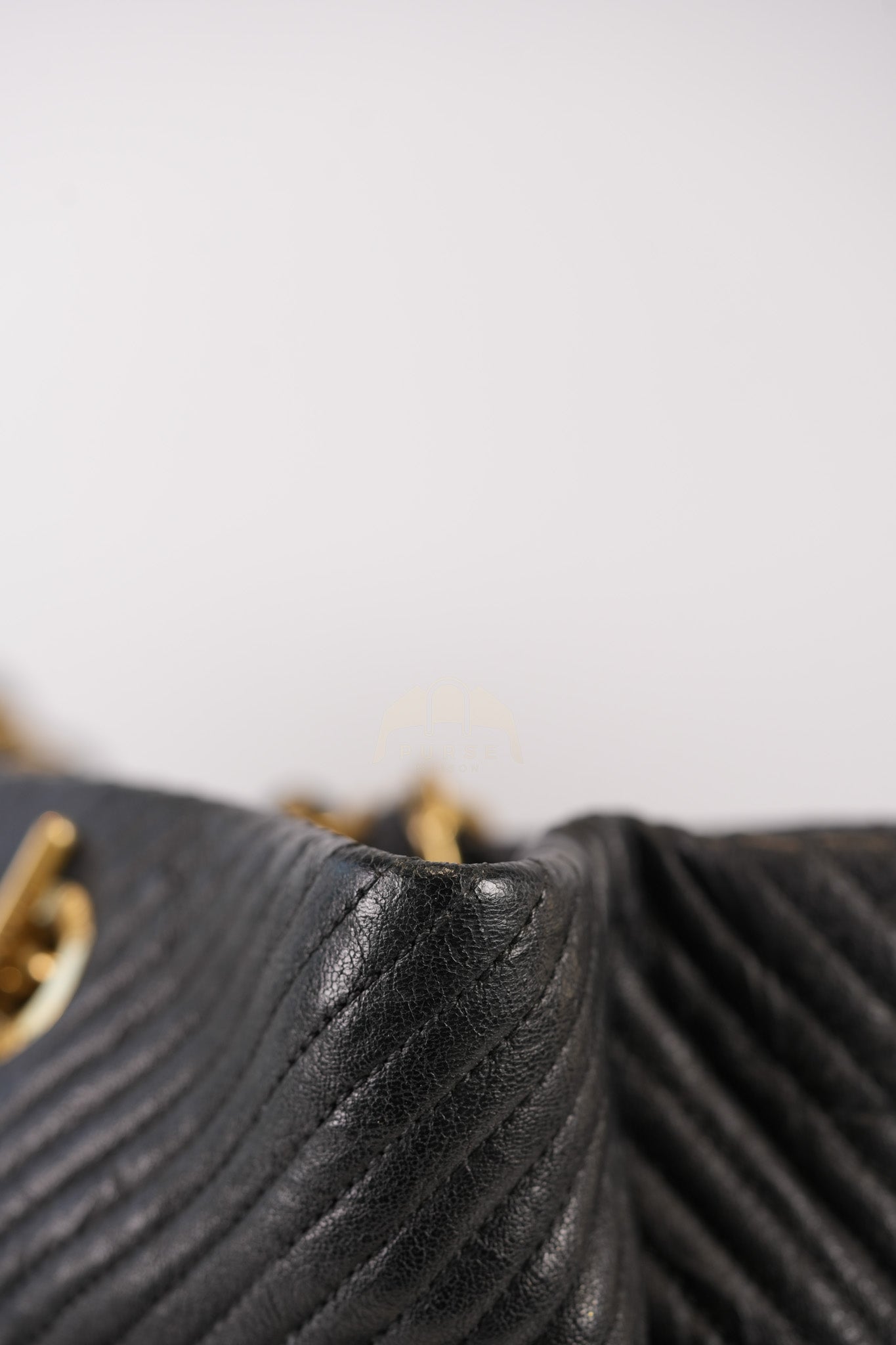 Medallion Charm Tote Bag in Black Chevron Lambskin Leather & Gold Hardware Series 21 | Purse Maison Luxury Bags Shop