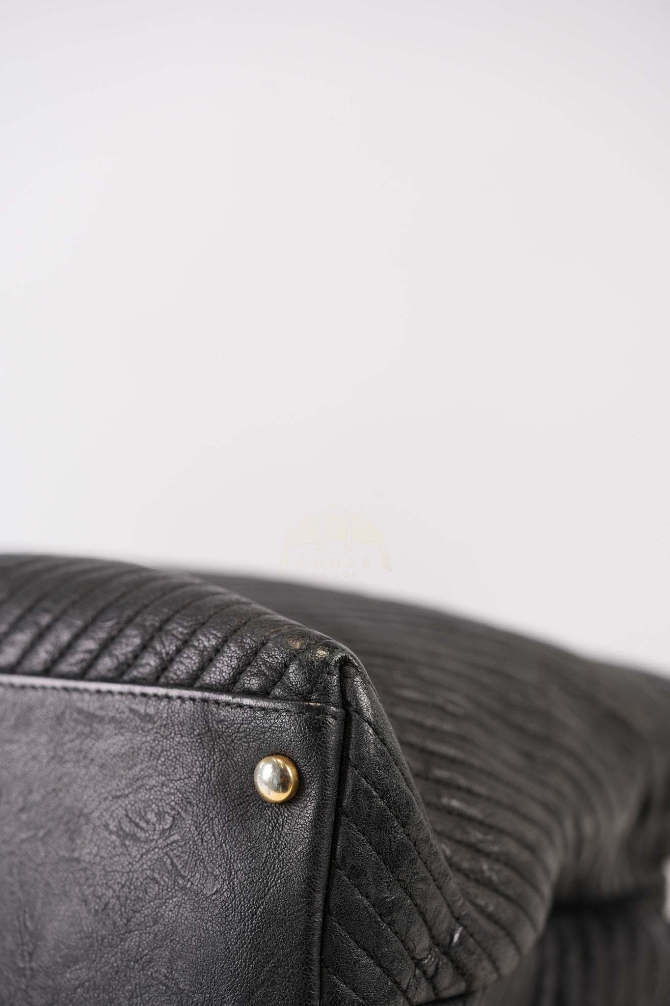 Medallion Charm Tote Bag in Black Chevron Lambskin Leather & Gold Hardware Series 21 | Purse Maison Luxury Bags Shop