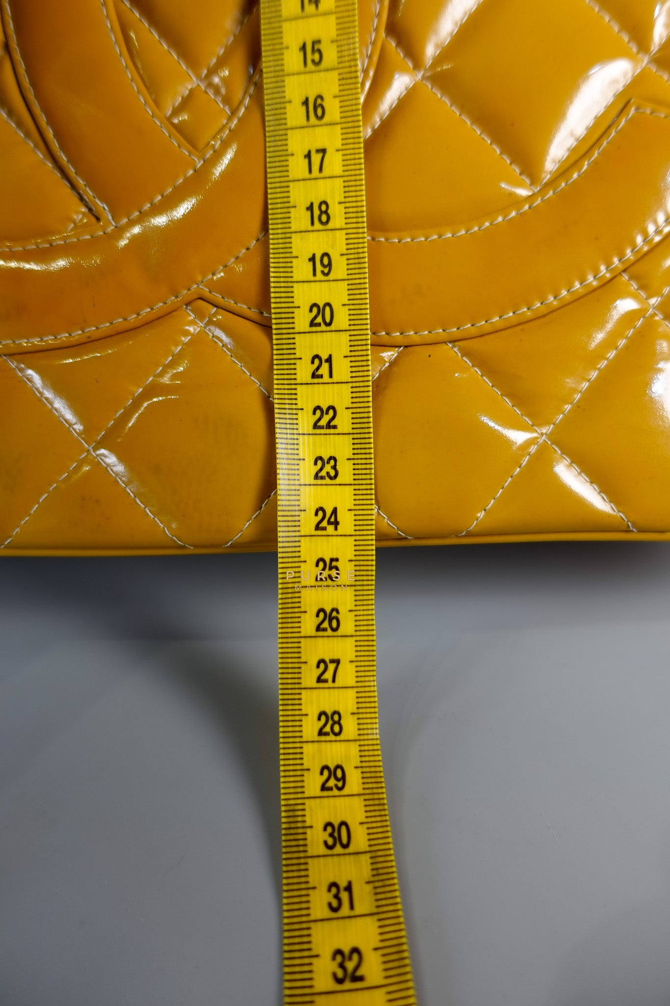 Medallion Yellow Mustard Vintage Patent Leather Handbag and Gold Hardware Series 7 | Purse Maison Luxury Bags Shop