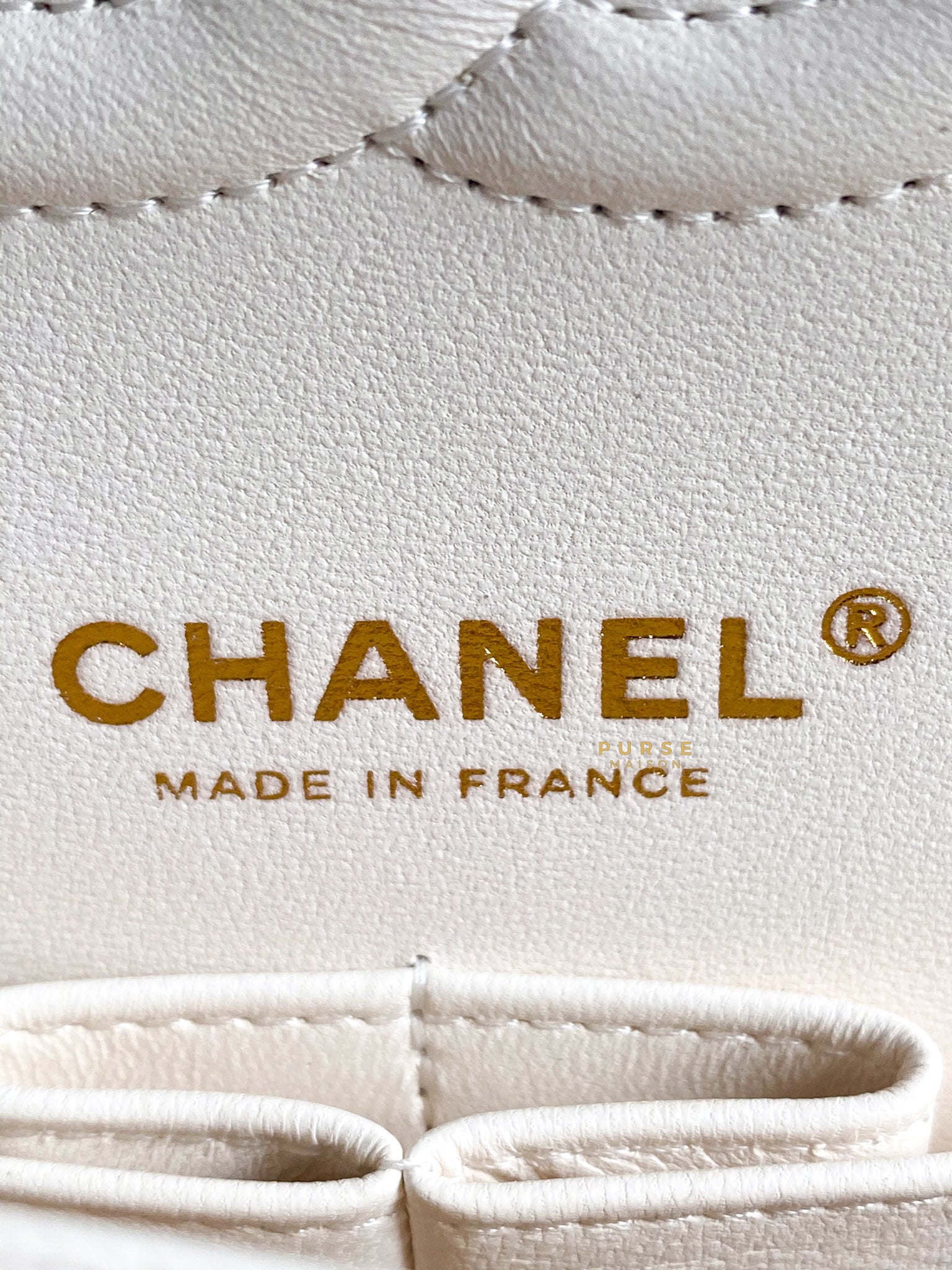 Chanel Medium Classic Double Flap 23C White Caviar Leather and Light Gold Hardware (Microchip)