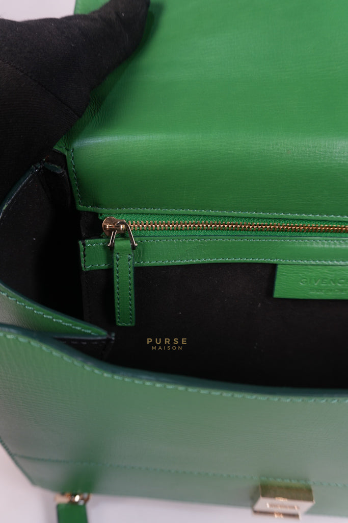 Medium Pandora Box in Green Calfskin Leather | Purse Maison Luxury Bags Shop