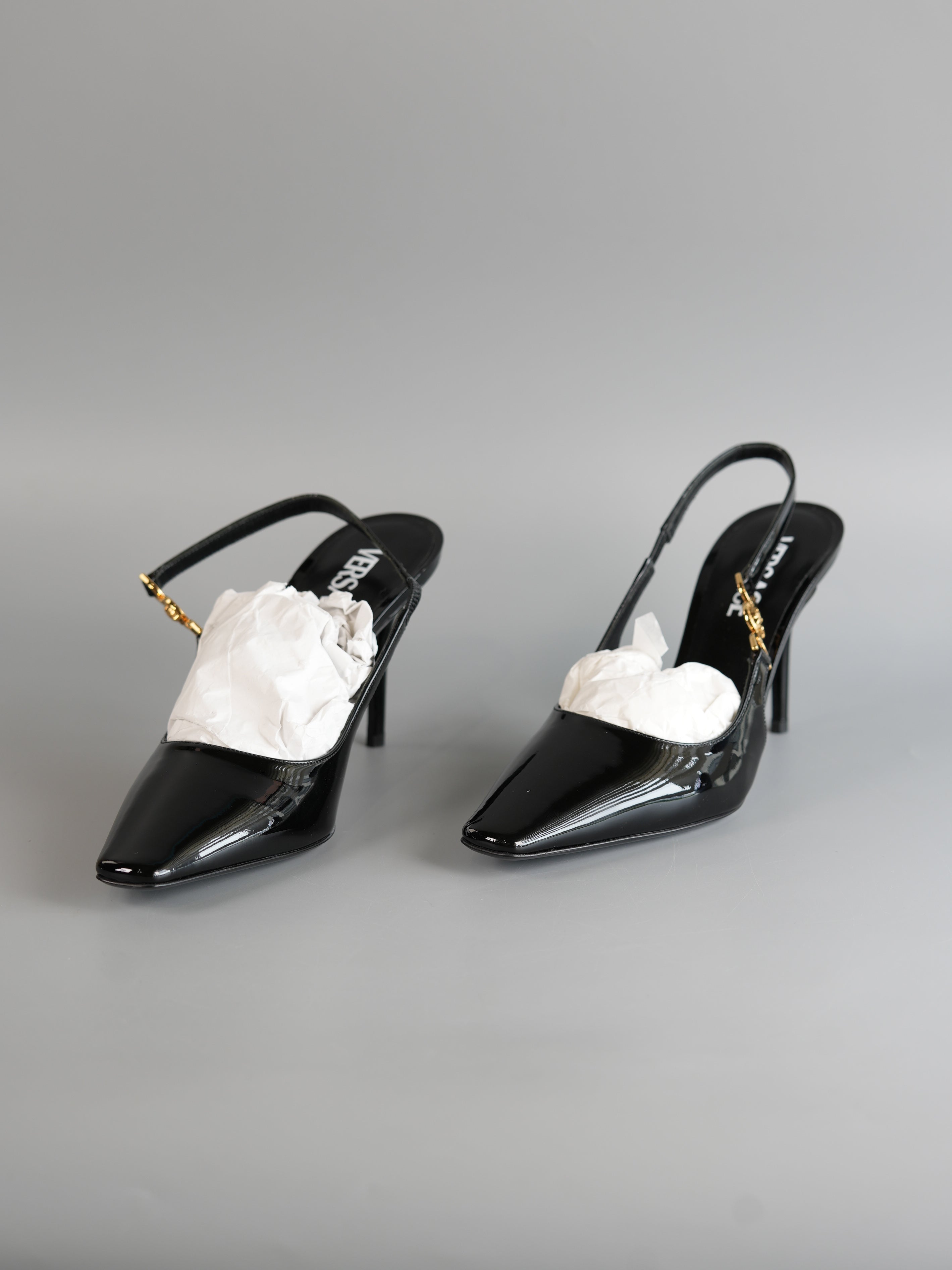 Medusa ‘95 Slingback Pump in Black Patent Leather Size 38 (27cm) | Purse Maison Luxury Bags Shop