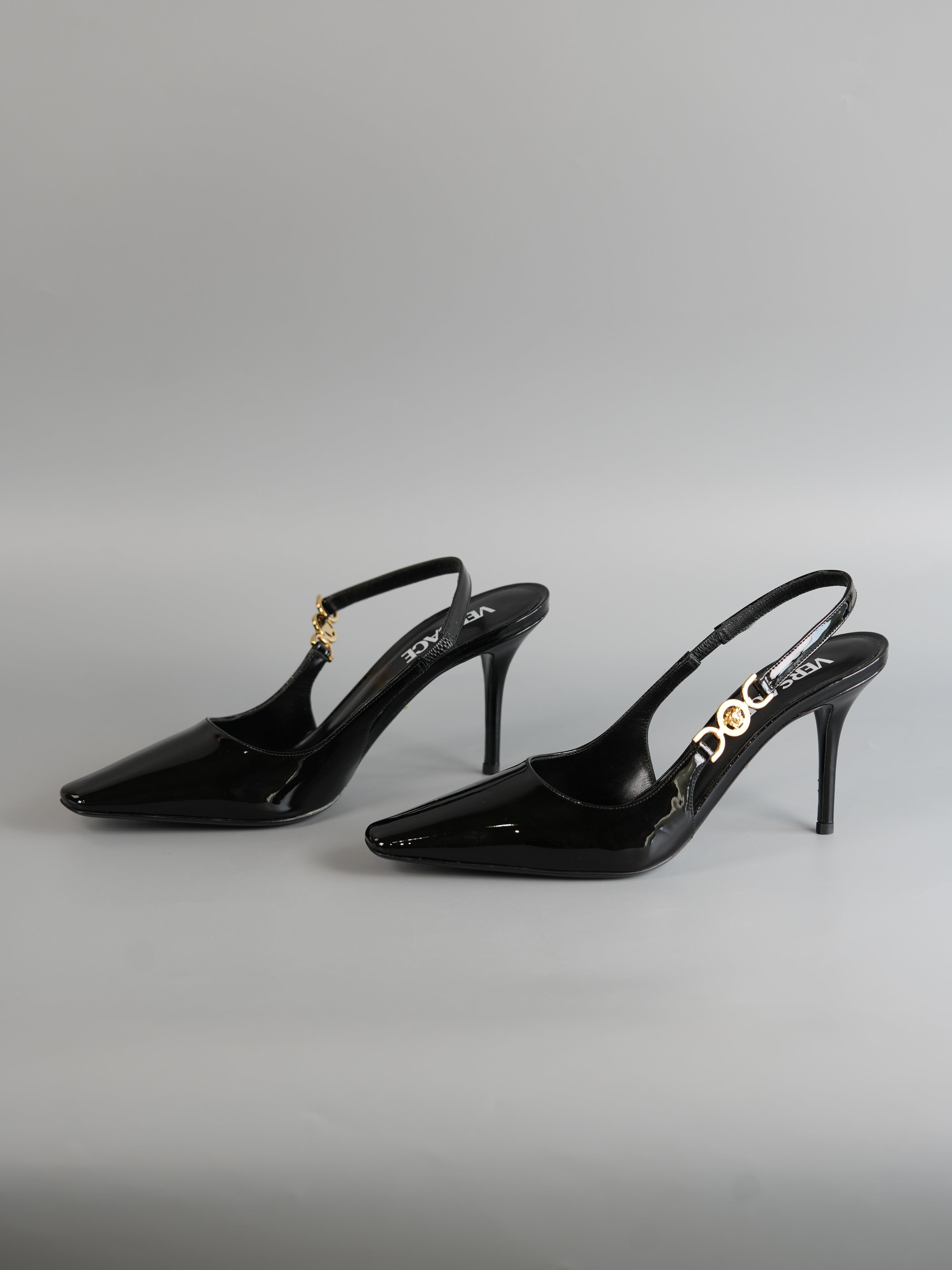 Medusa ‘95 Slingback Pump in Black Patent Leather Size 38 (27cm) | Purse Maison Luxury Bags Shop