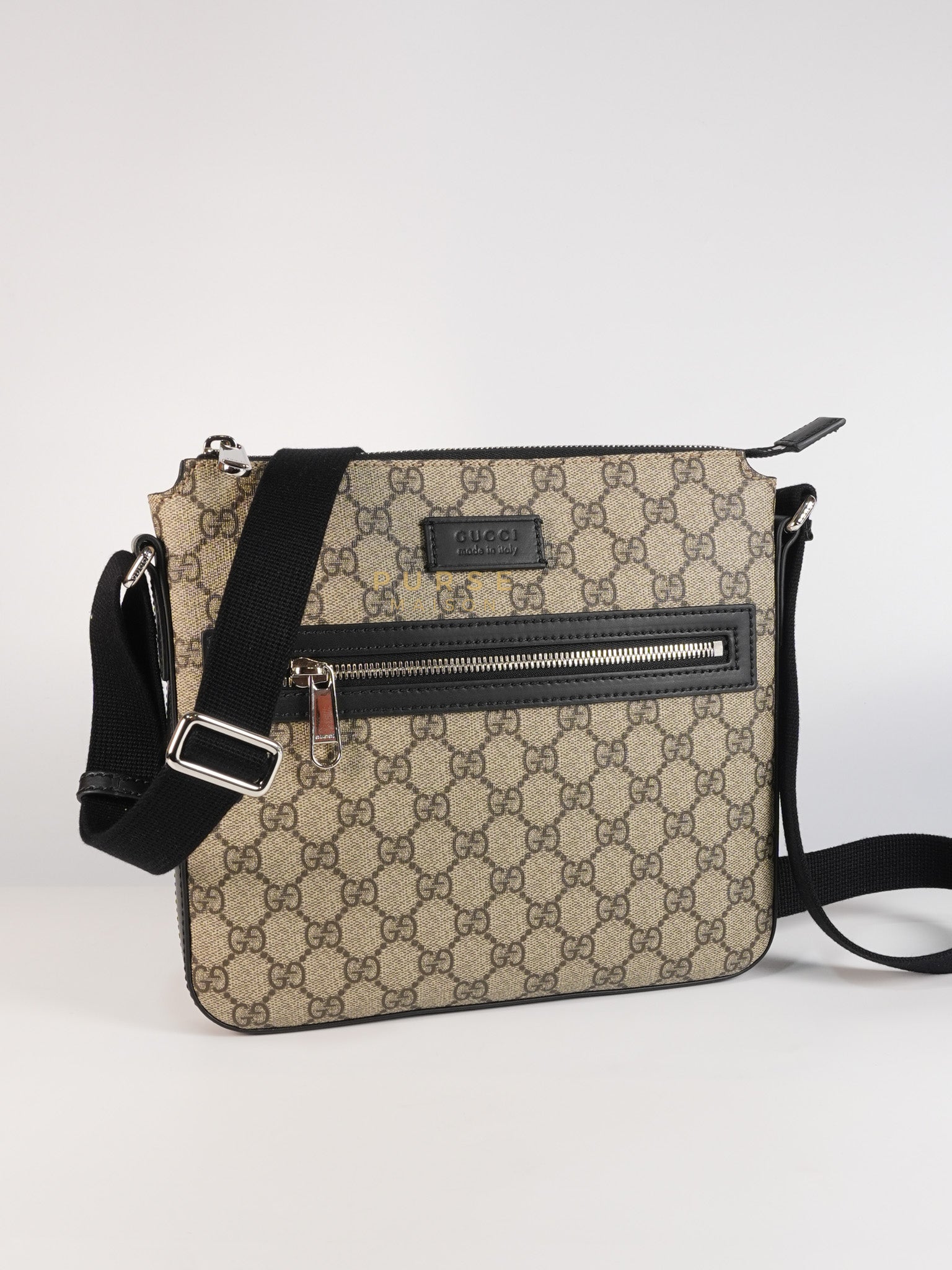 Messenger Bag in GG Supreme Canvas & Silver Hardware | Purse Maison Luxury Bags Shop