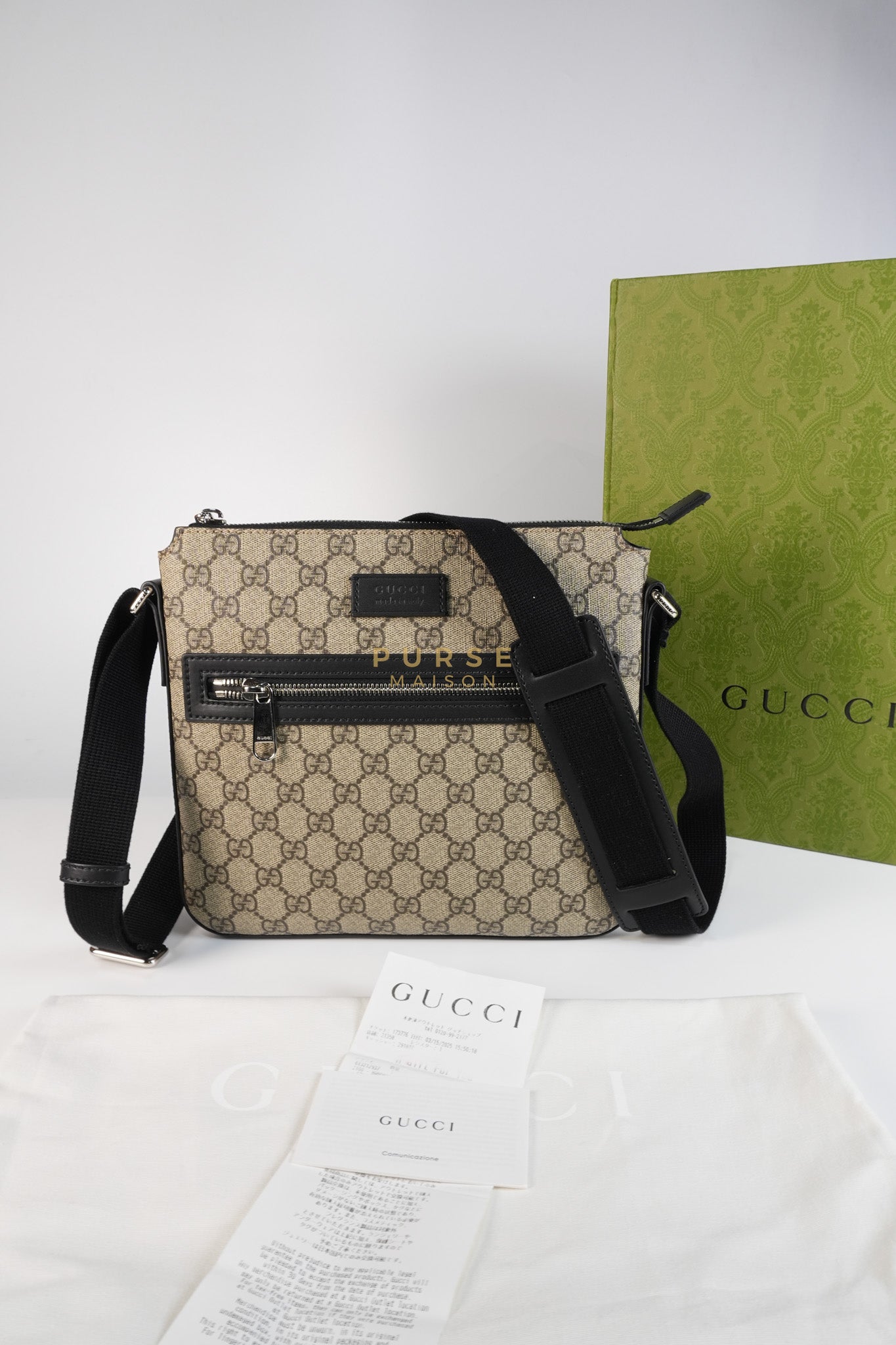 Messenger Bag in GG Supreme Canvas & Silver Hardware | Purse Maison Luxury Bags Shop
