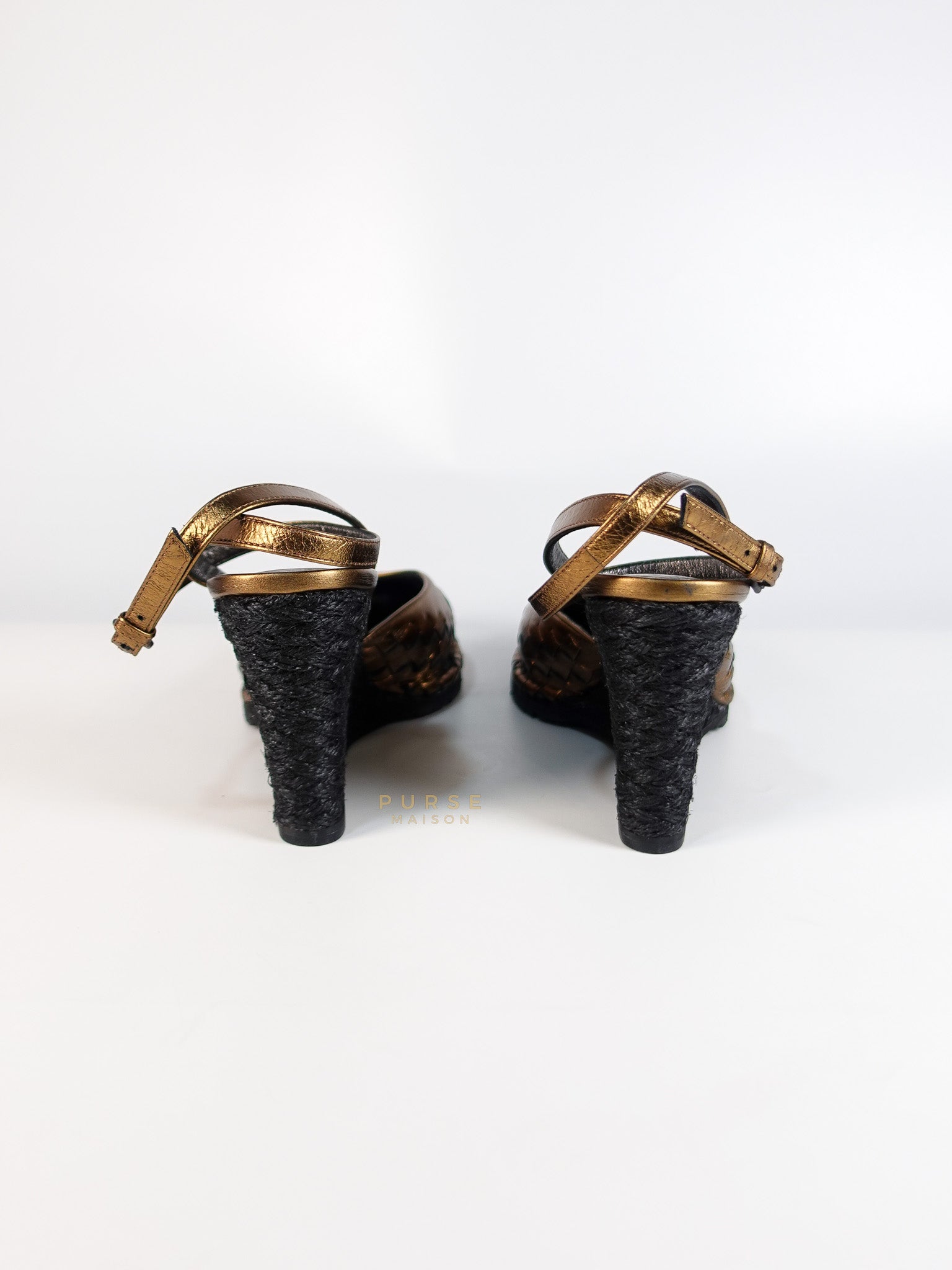 Metallic Brown Intrecciato Leather Sandals Size 40 EU (25.5cm) | Purse Maison Luxury Bags Shop