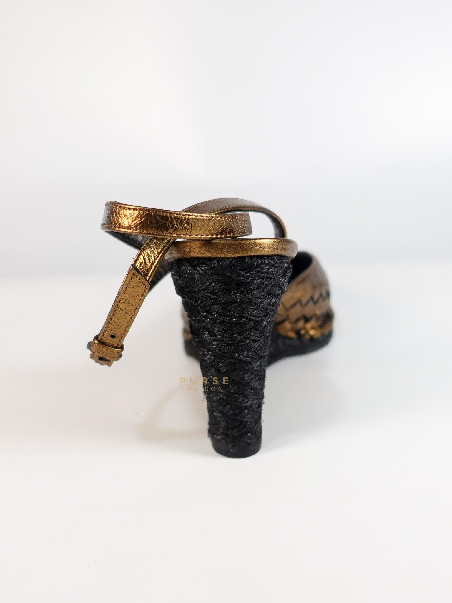 Metallic Brown Intrecciato Leather Sandals Size 40 EU (25.5cm) | Purse Maison Luxury Bags Shop