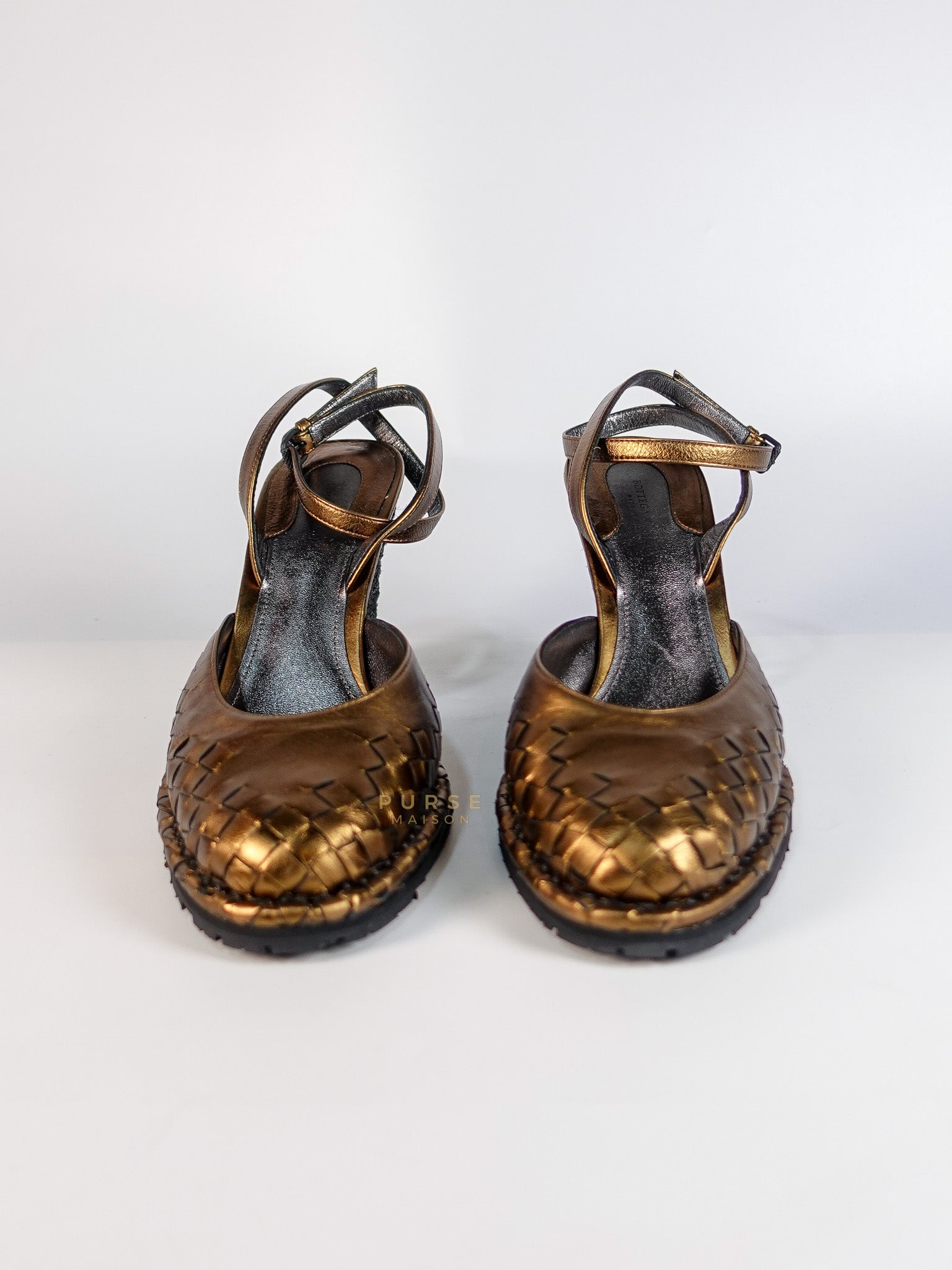 Metallic Brown Intrecciato Leather Sandals Size 40 EU (25.5cm) | Purse Maison Luxury Bags Shop