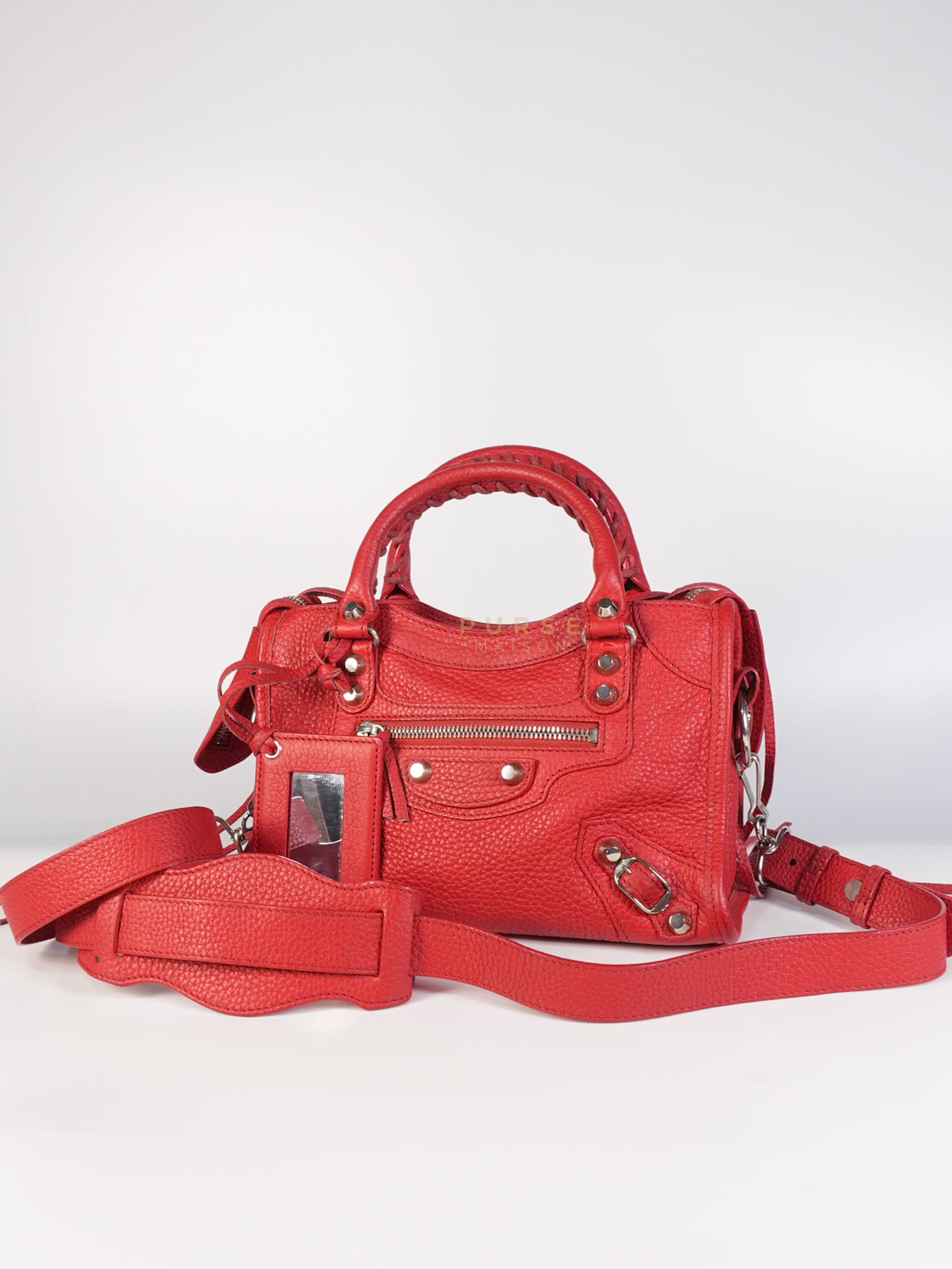 Metallic City Small in Red Pebbled Calfskin Leather | Purse Maison Luxury Bags Shop