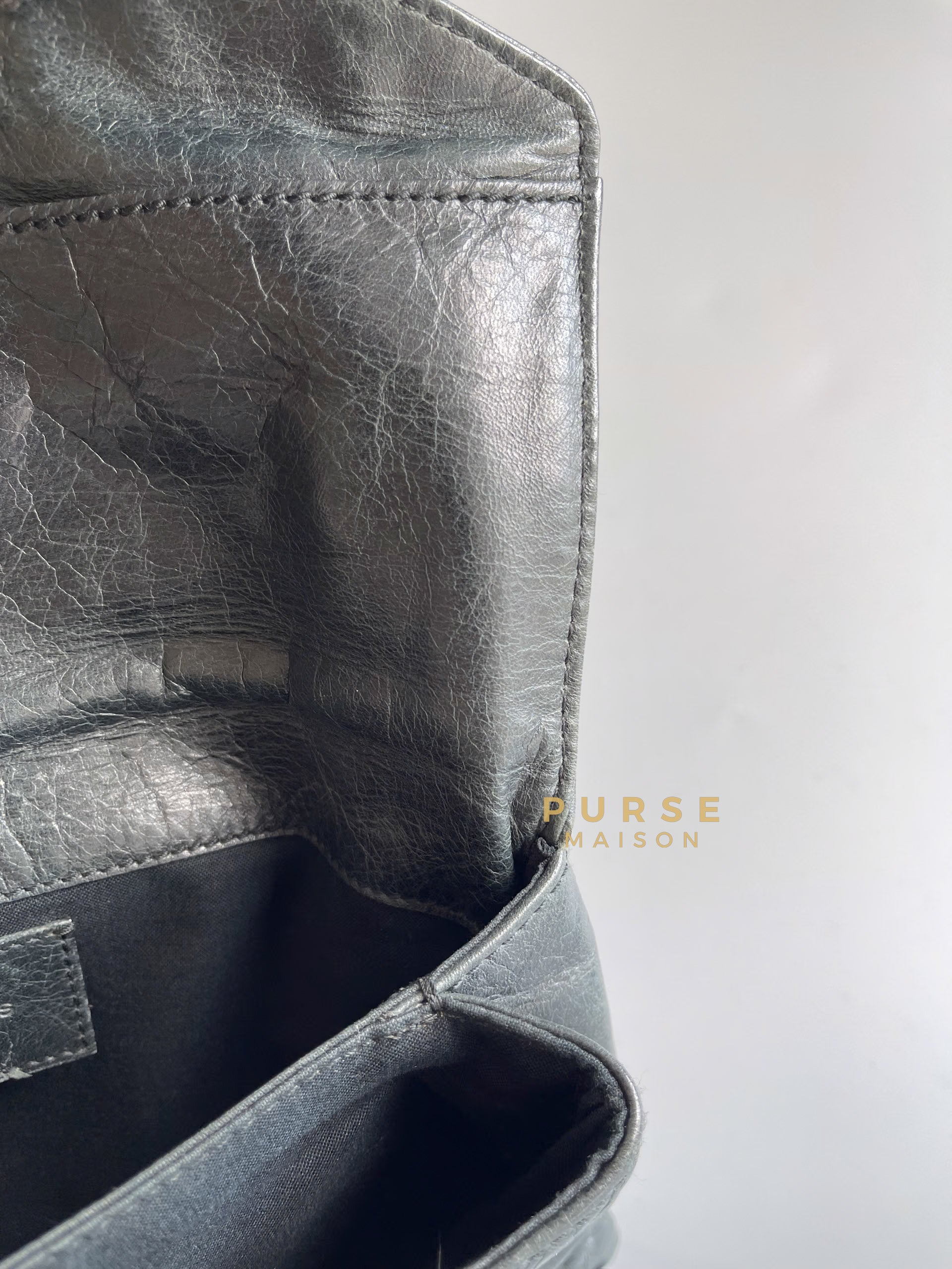 Metallic Edge Grey Envelope Clutch | Purse Maison Luxury Bags Shop
