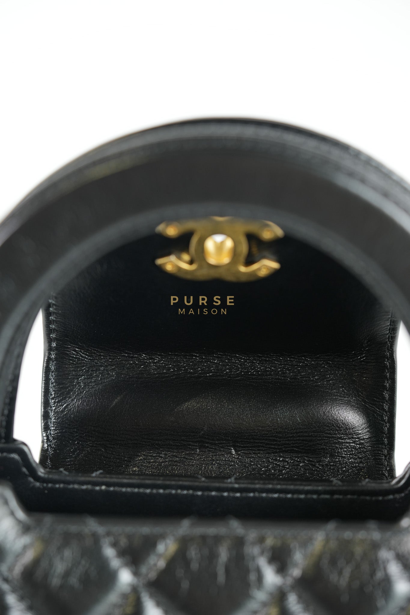 Kelly Top Handle Small in Black Quilted Calfskin Leather & Gold Hardware(Microchip)