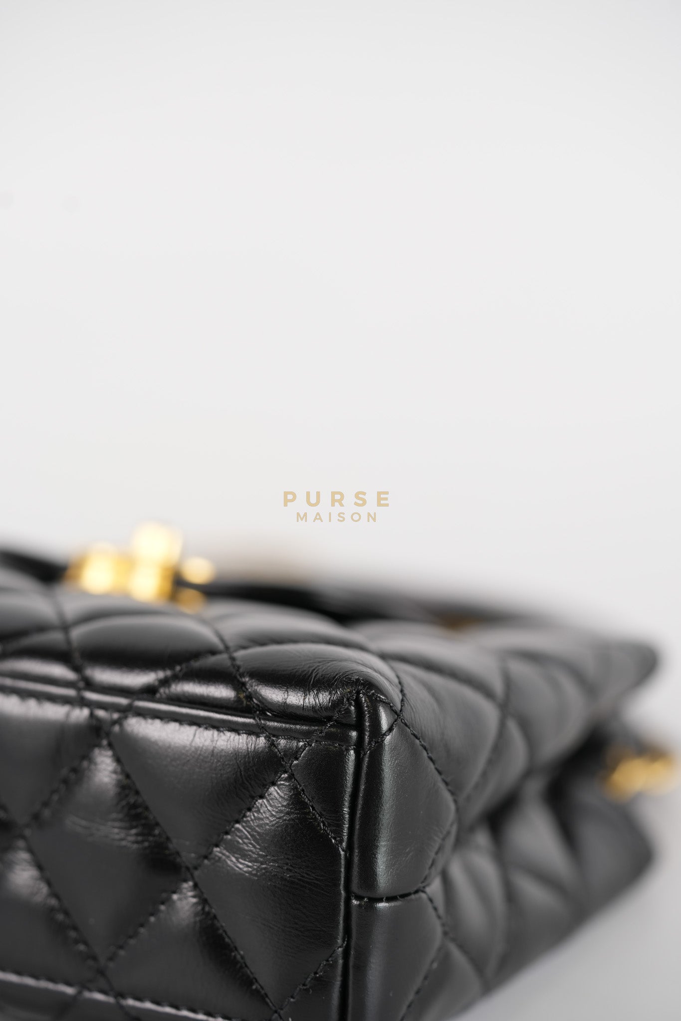 Kelly Top Handle Small in Black Quilted Calfskin Leather & Gold Hardware(Microchip)
