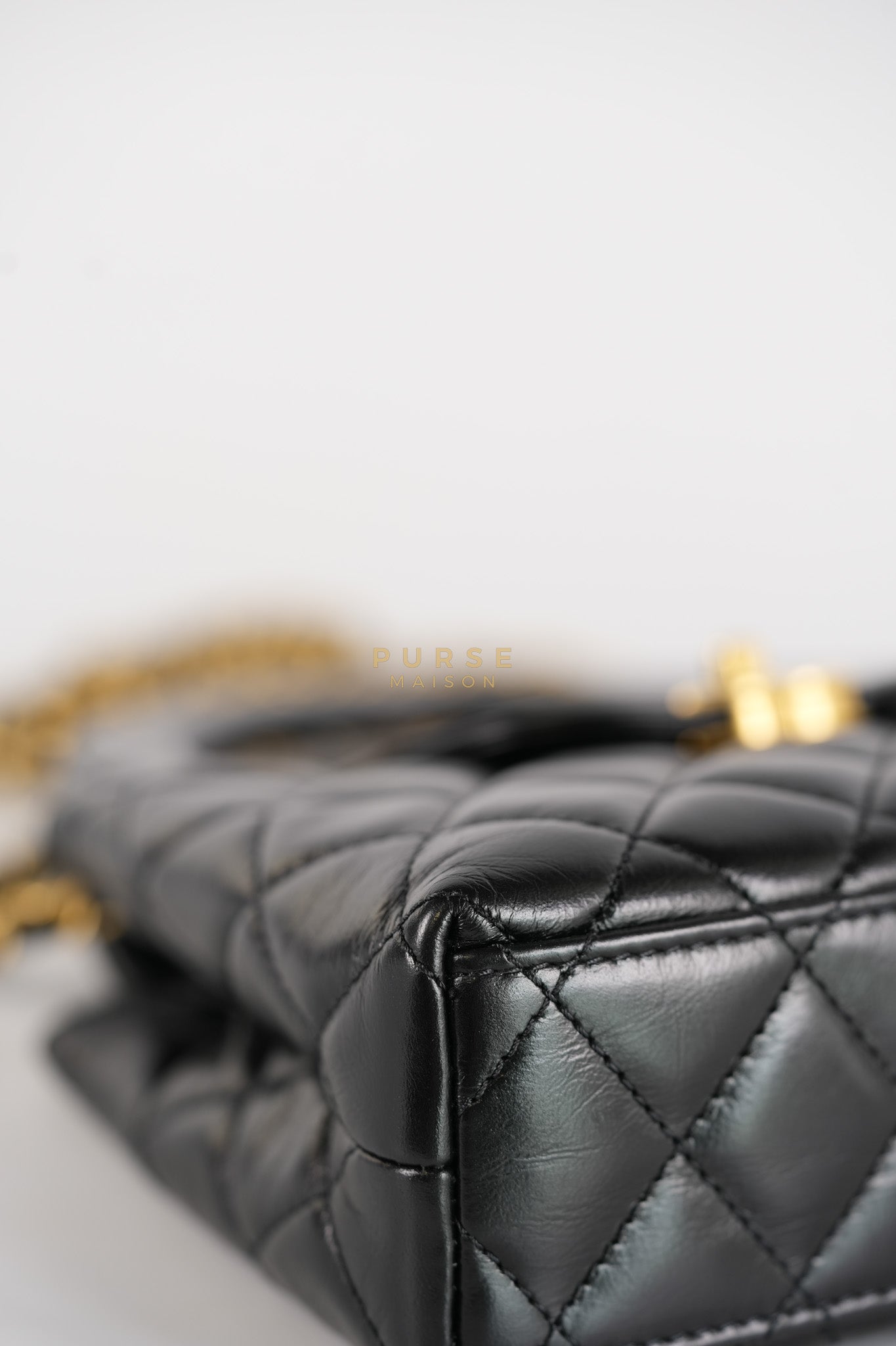 Kelly Top Handle Small in Black Quilted Calfskin Leather & Gold Hardware(Microchip)