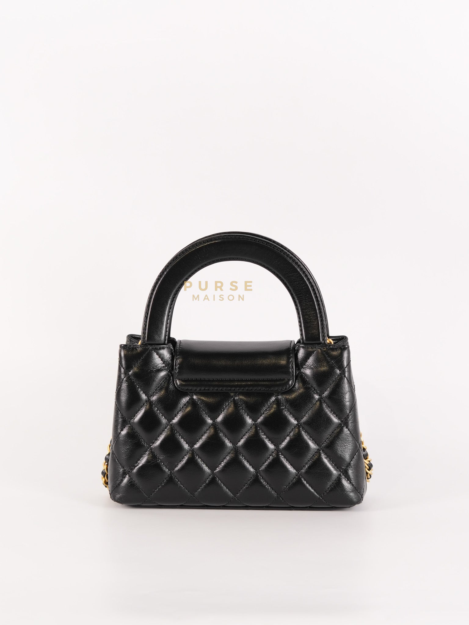 Kelly Top Handle Small in Black Quilted Calfskin Leather & Gold Hardware(Microchip)